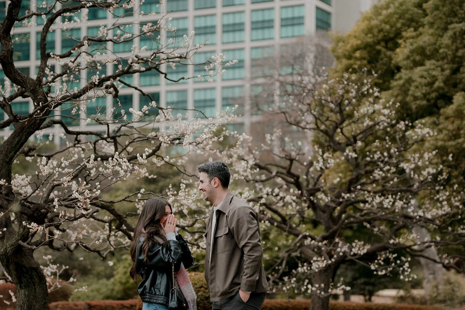 Couple portrait winter Tokyo proposal photography