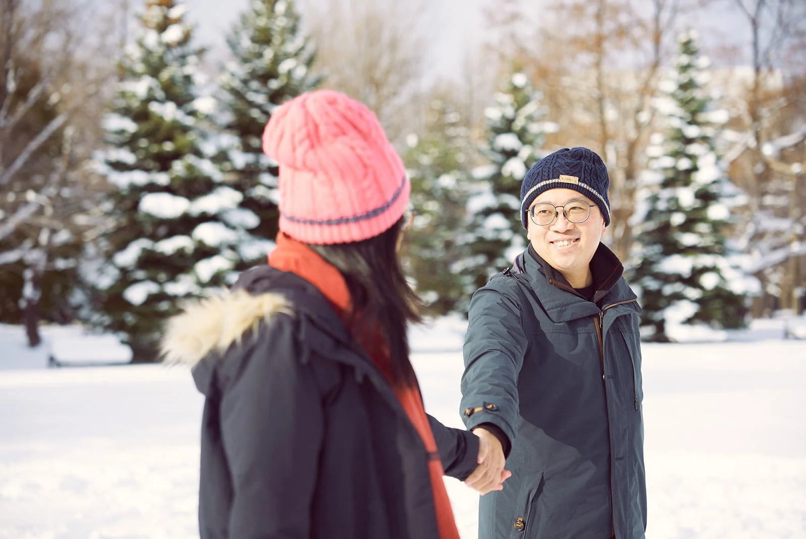 couples photoshoot sapporo snow
