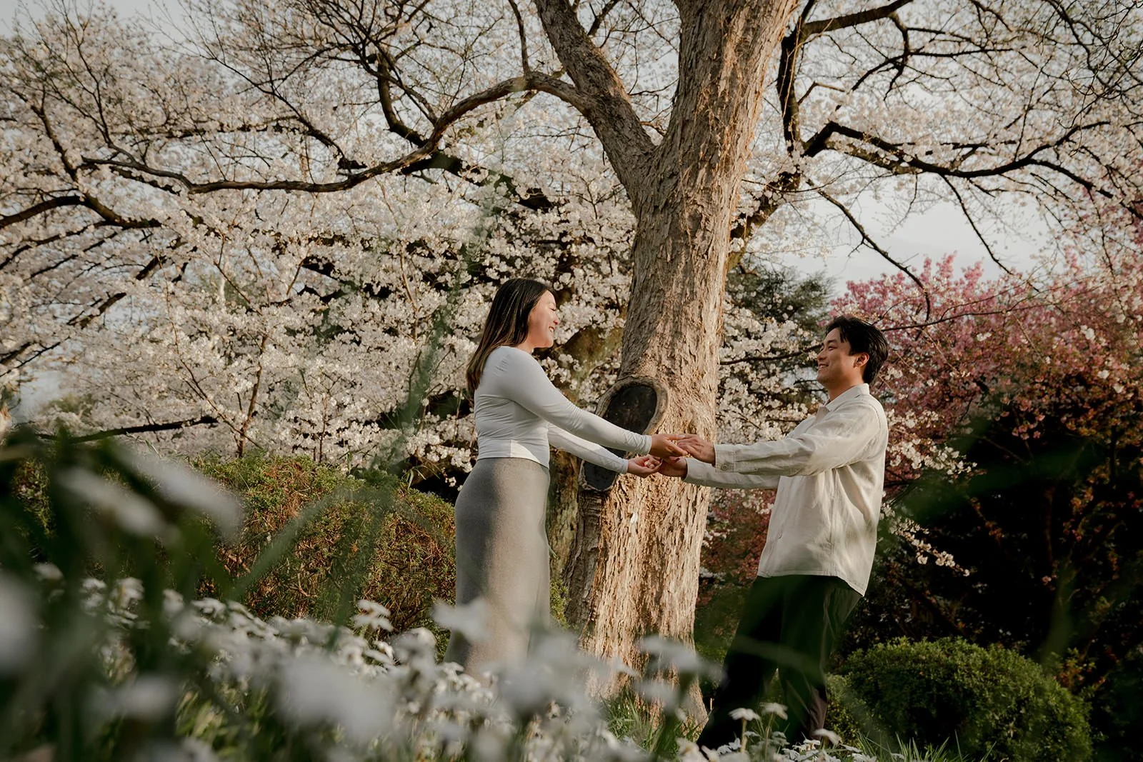 couples photoshoot shinjuku gyoen cherry blossom