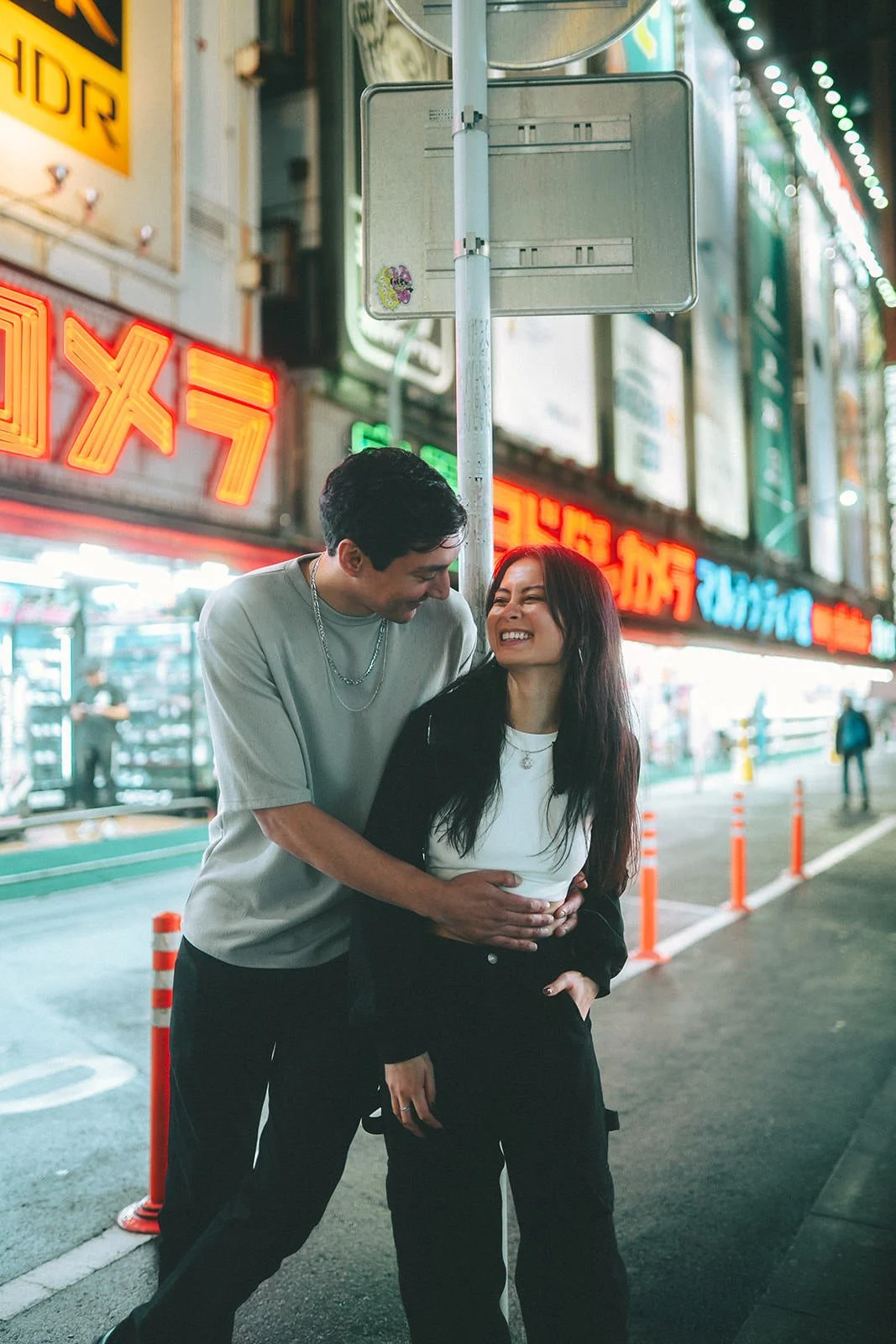 couples photoshoot shinjuku night lights