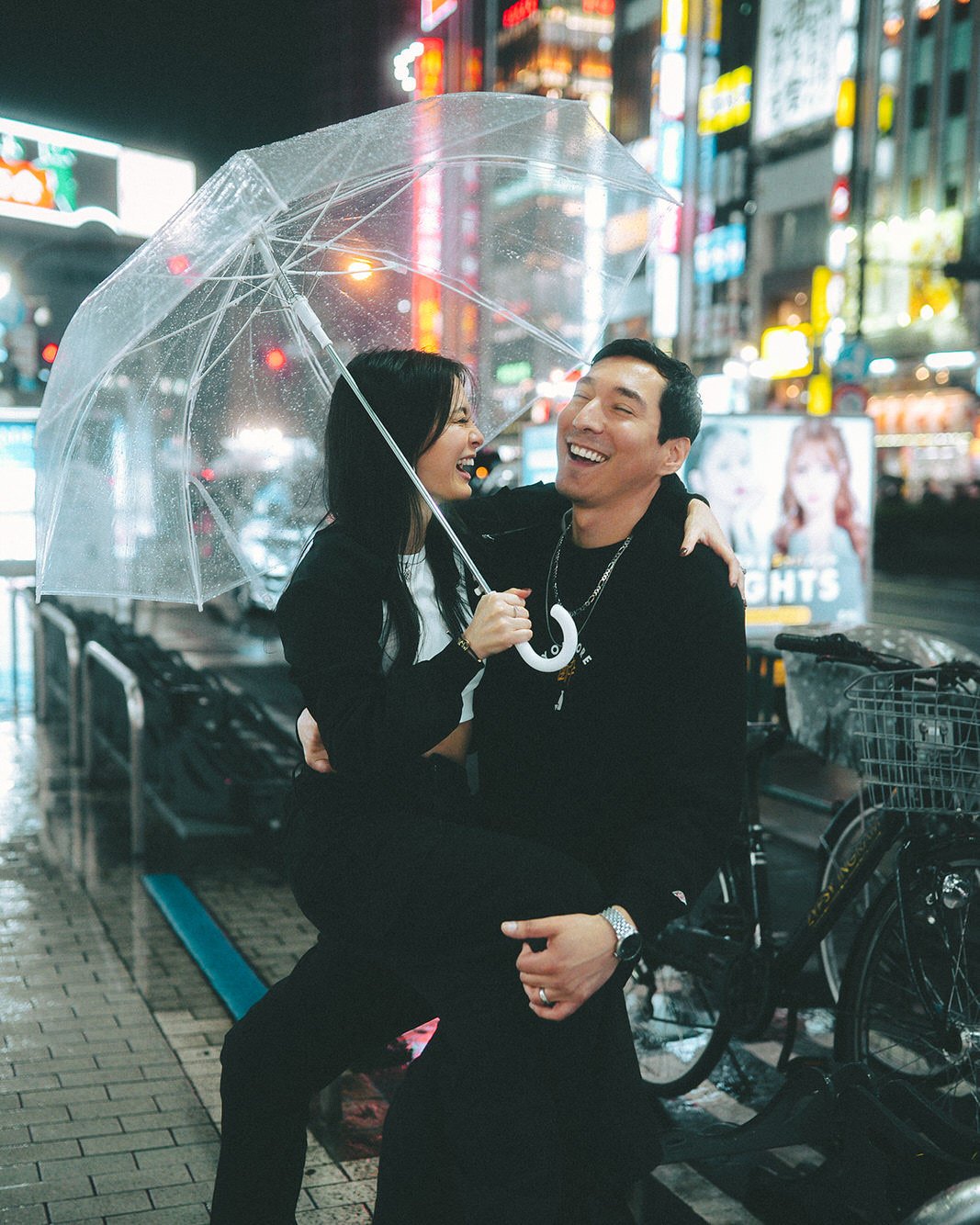 couples photoshoot shinjuku night lights