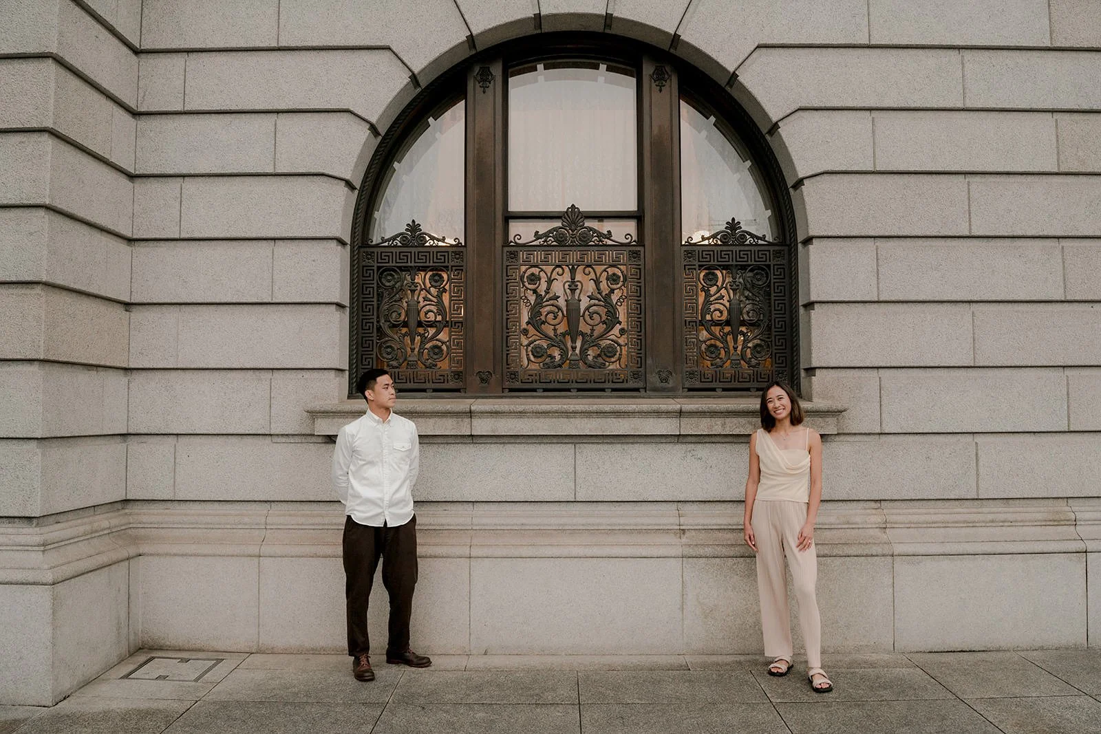 Couples photoshoot in Marunouchi in the rain, Tokyo, spring afternoon