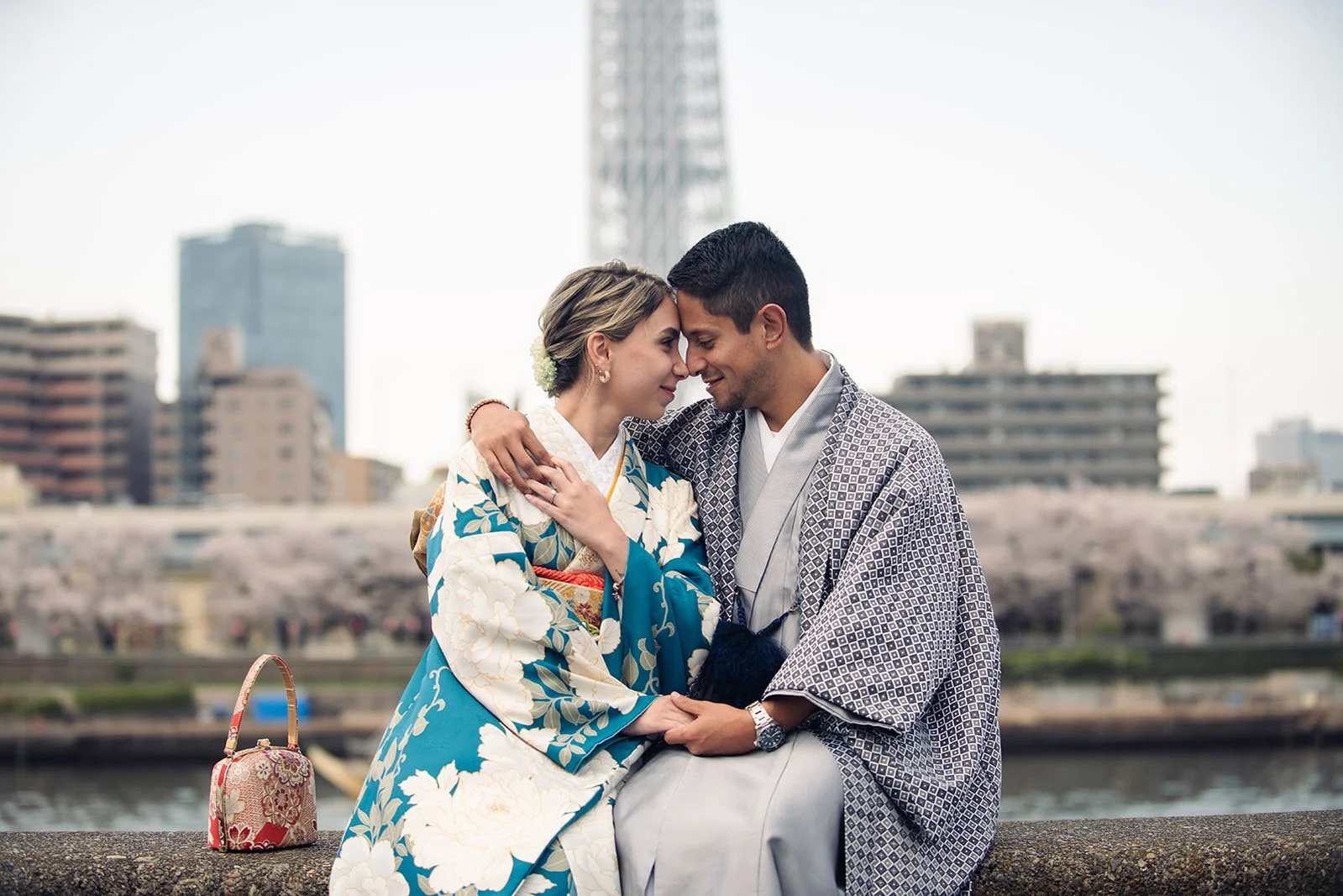 Kimono proposal photoshoot cherry blossoms Sumida Koen Tokyo, photo 6