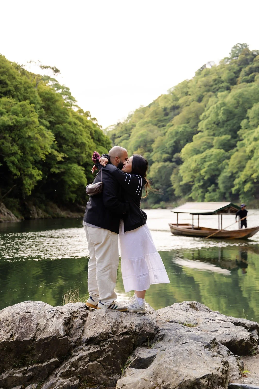 Proposal photoshoot at Katsura River, Kyoto