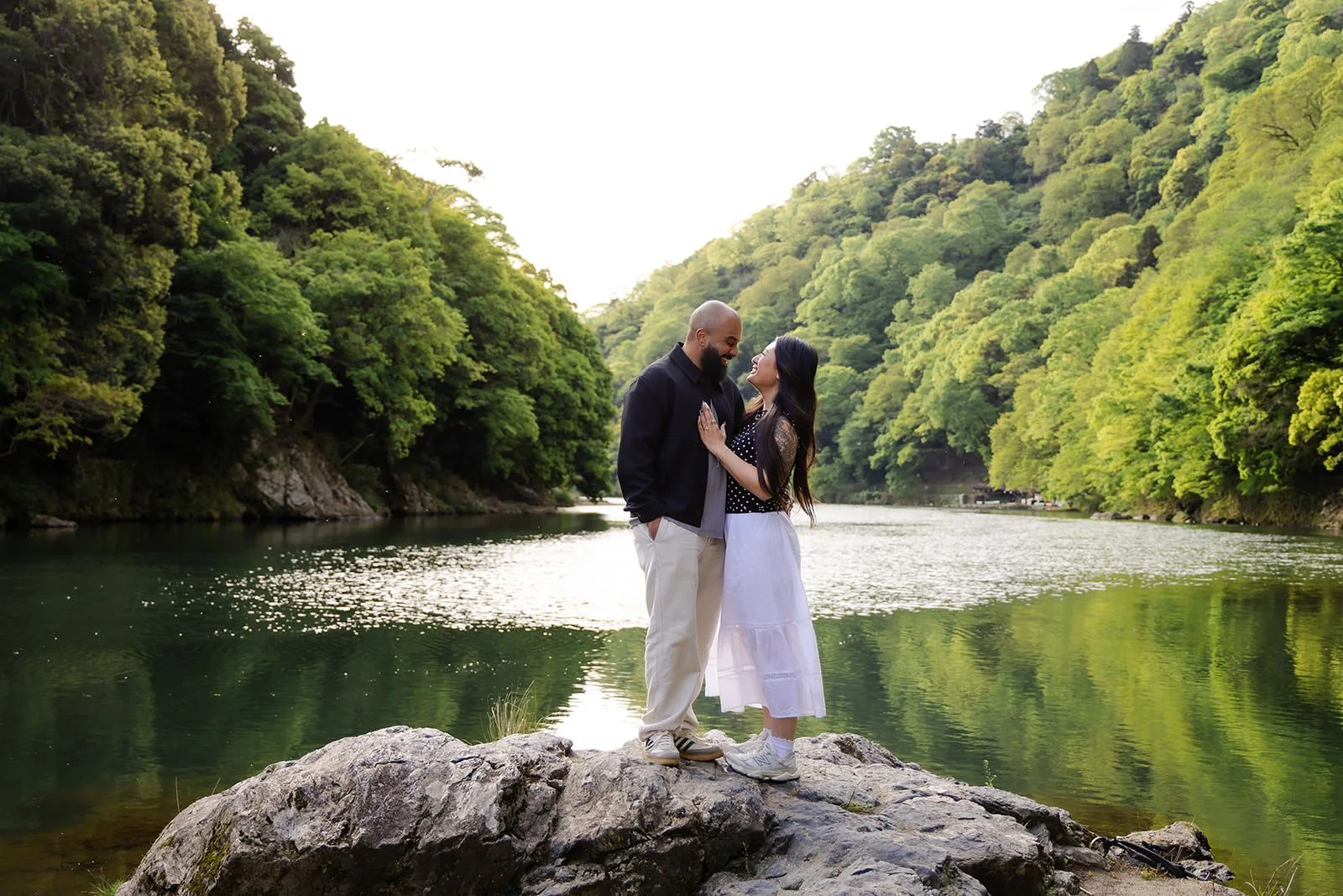 Proposal photoshoot at Katsura River, Kyoto