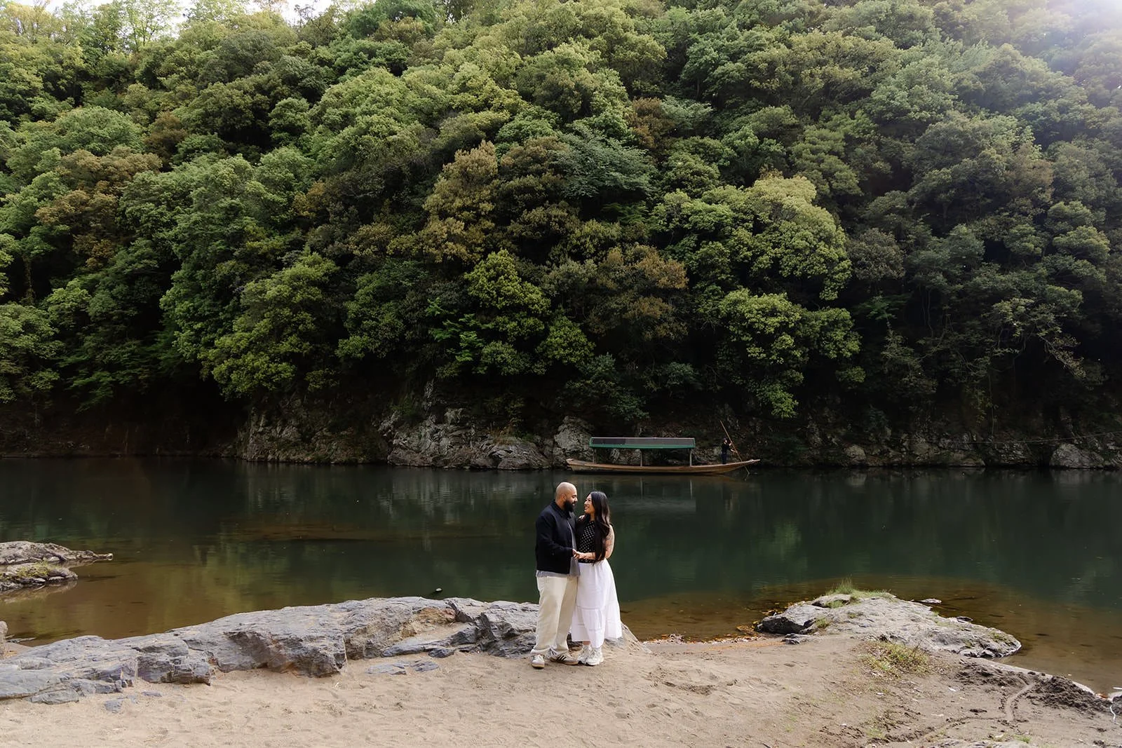 Proposal photoshoot at Katsura River, Kyoto
