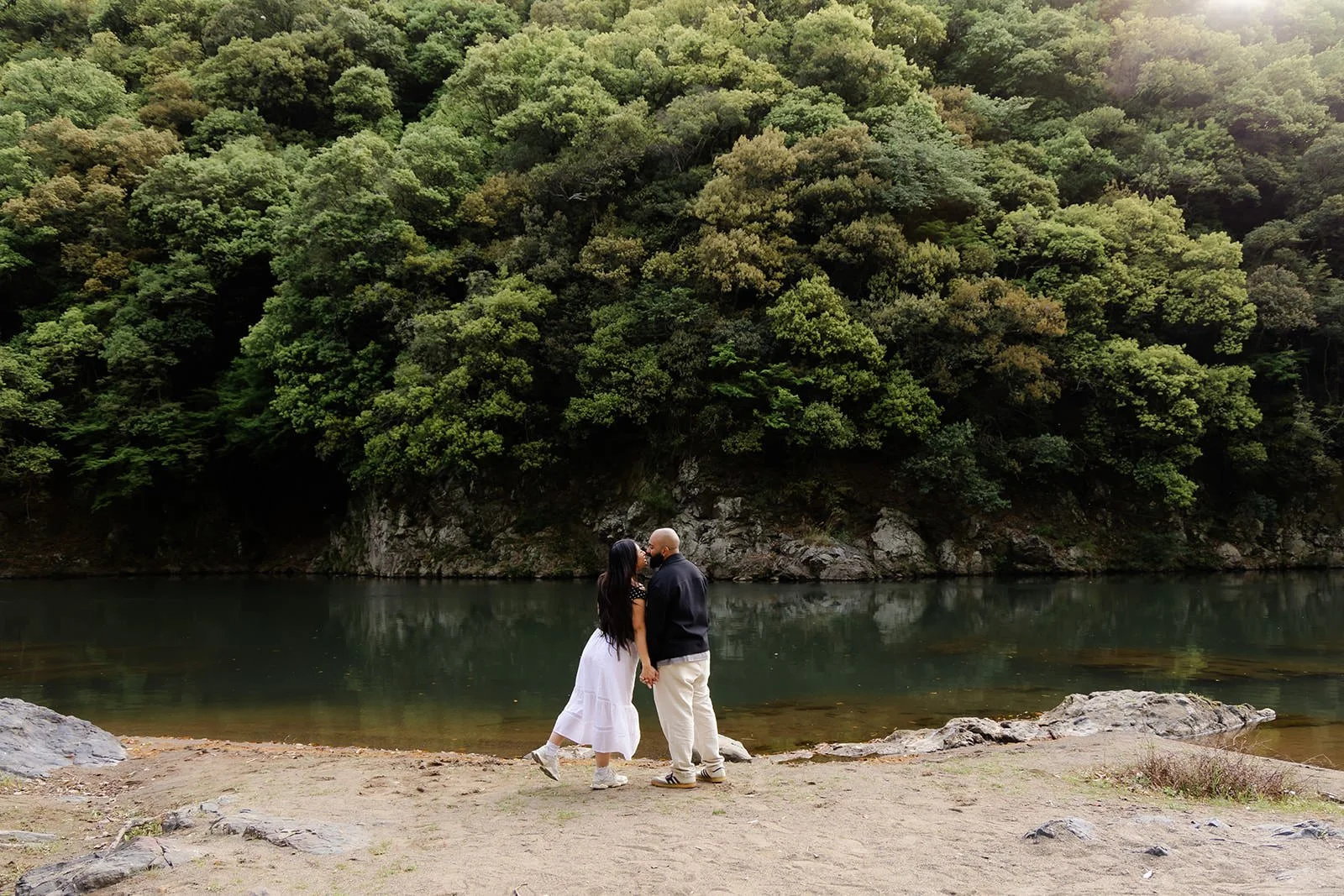 Proposal photoshoot at Katsura River, Kyoto