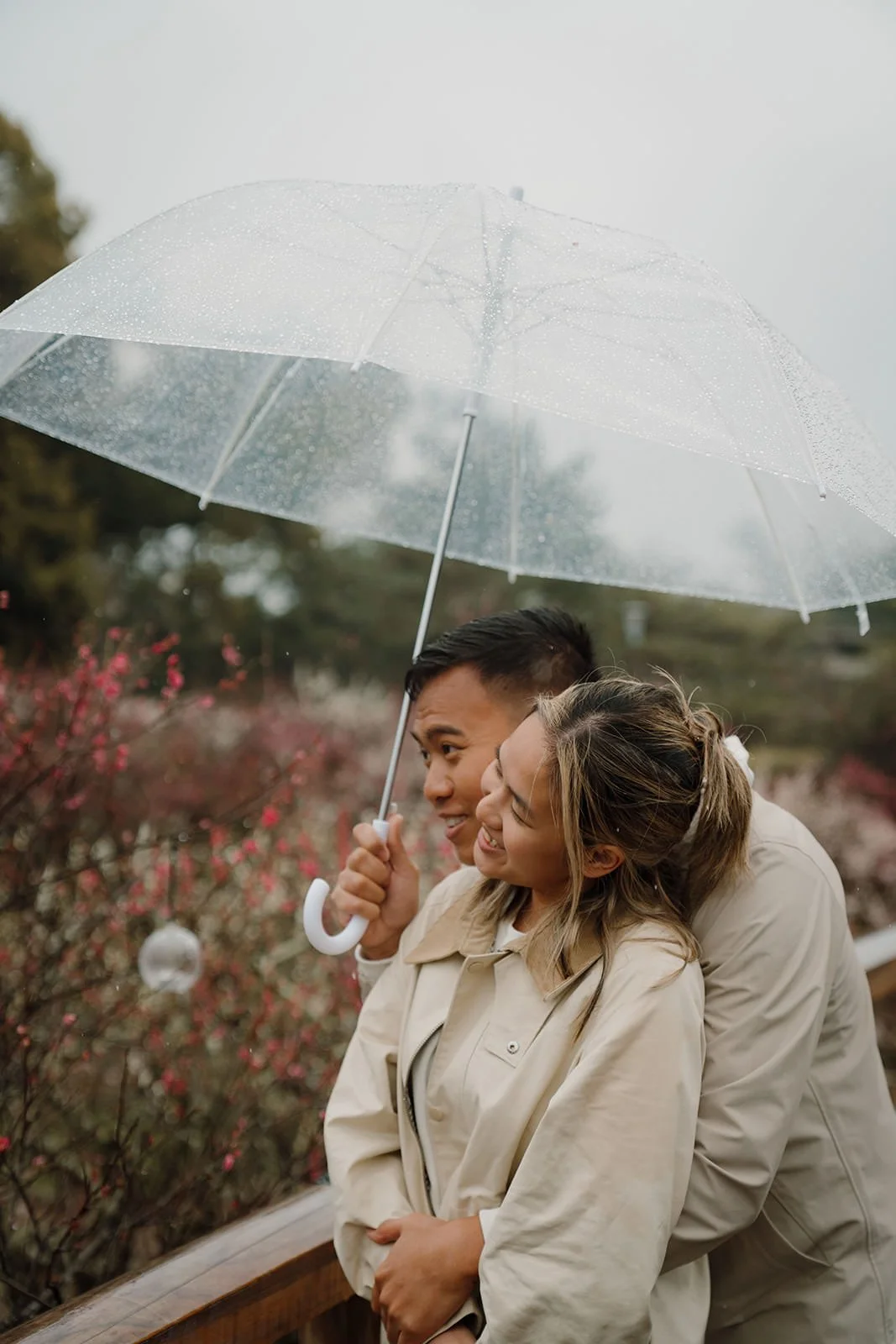 Couple portrait Kitano Tenmangu plum garden winter