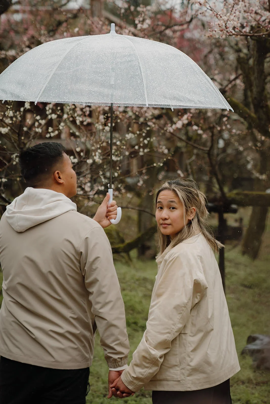 Couple walking rain Kitano Tenmangu Kyoto