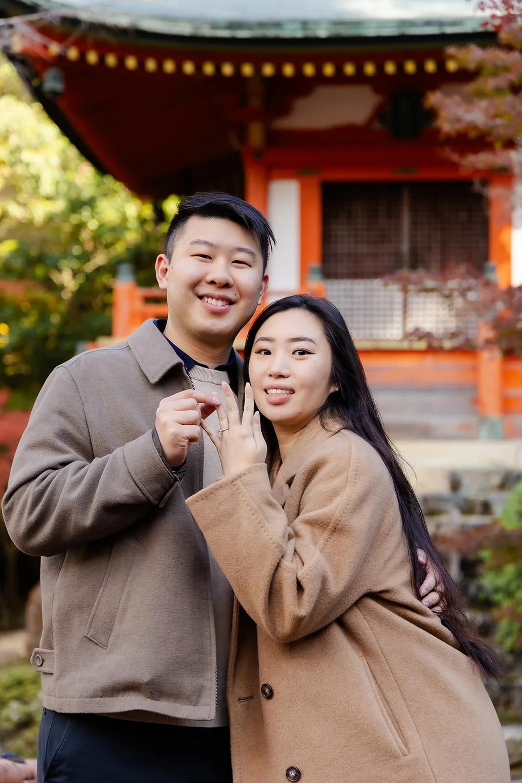 Proposal photoshoot at Daigo-ji at sunset, Kyoto