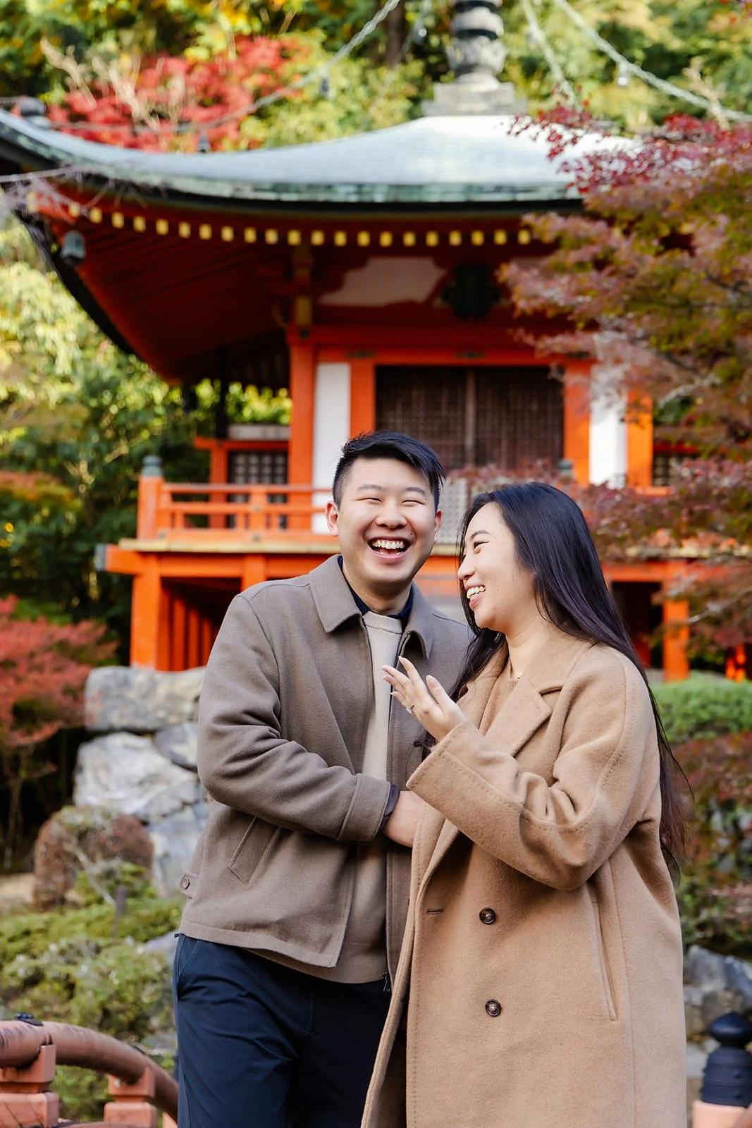 Proposal photoshoot at Daigo-ji at sunset, Kyoto