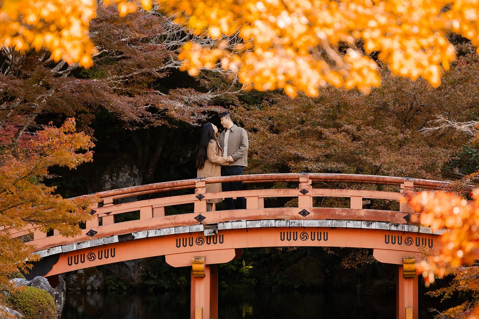 Proposal photoshoot at Daigo-ji at sunset, Kyoto