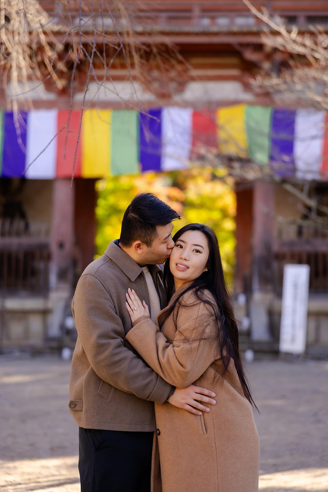 Proposal photoshoot at Daigo-ji at sunset, Kyoto