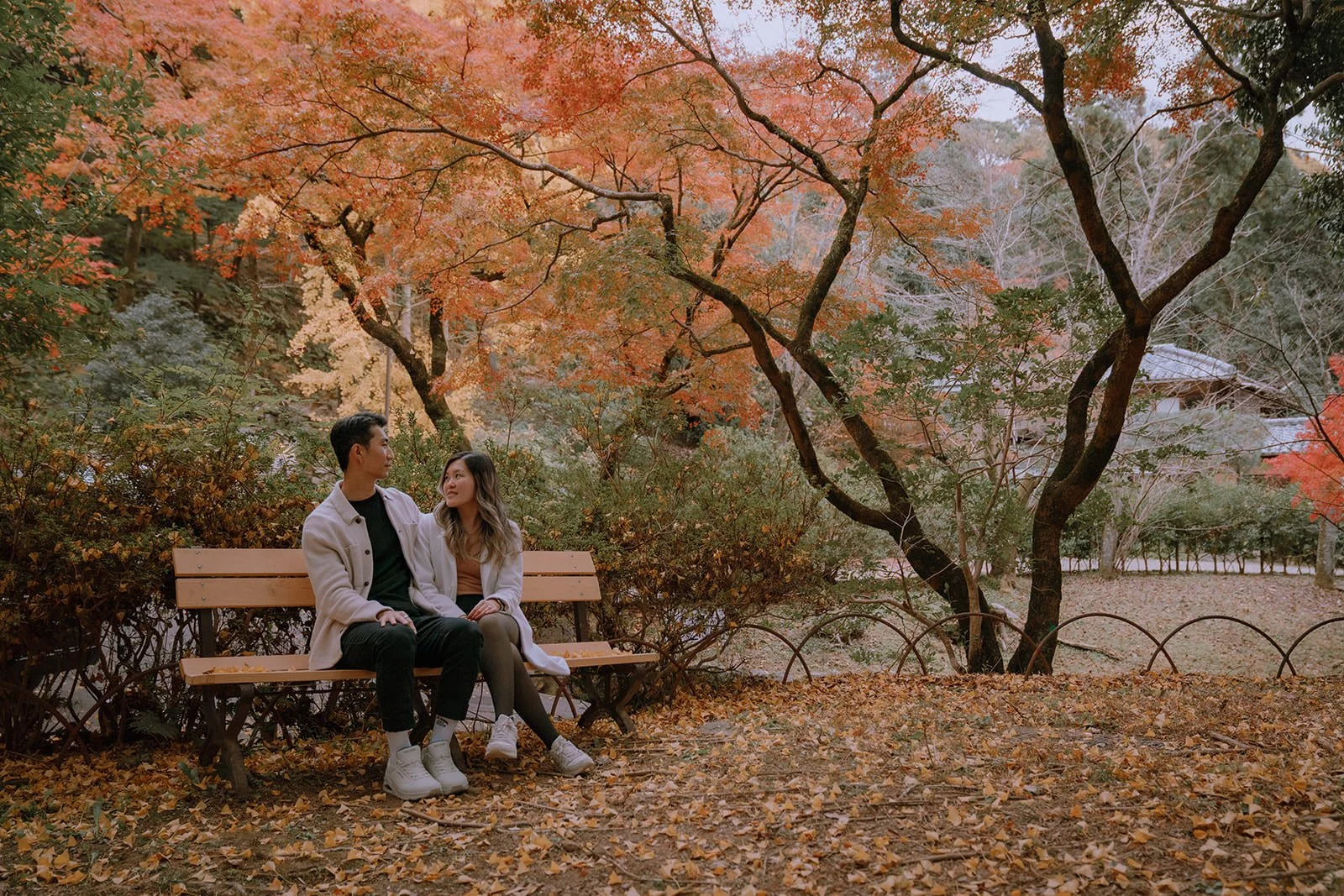 Couple close-up autumn Maruyama Park proposal Kyoto
