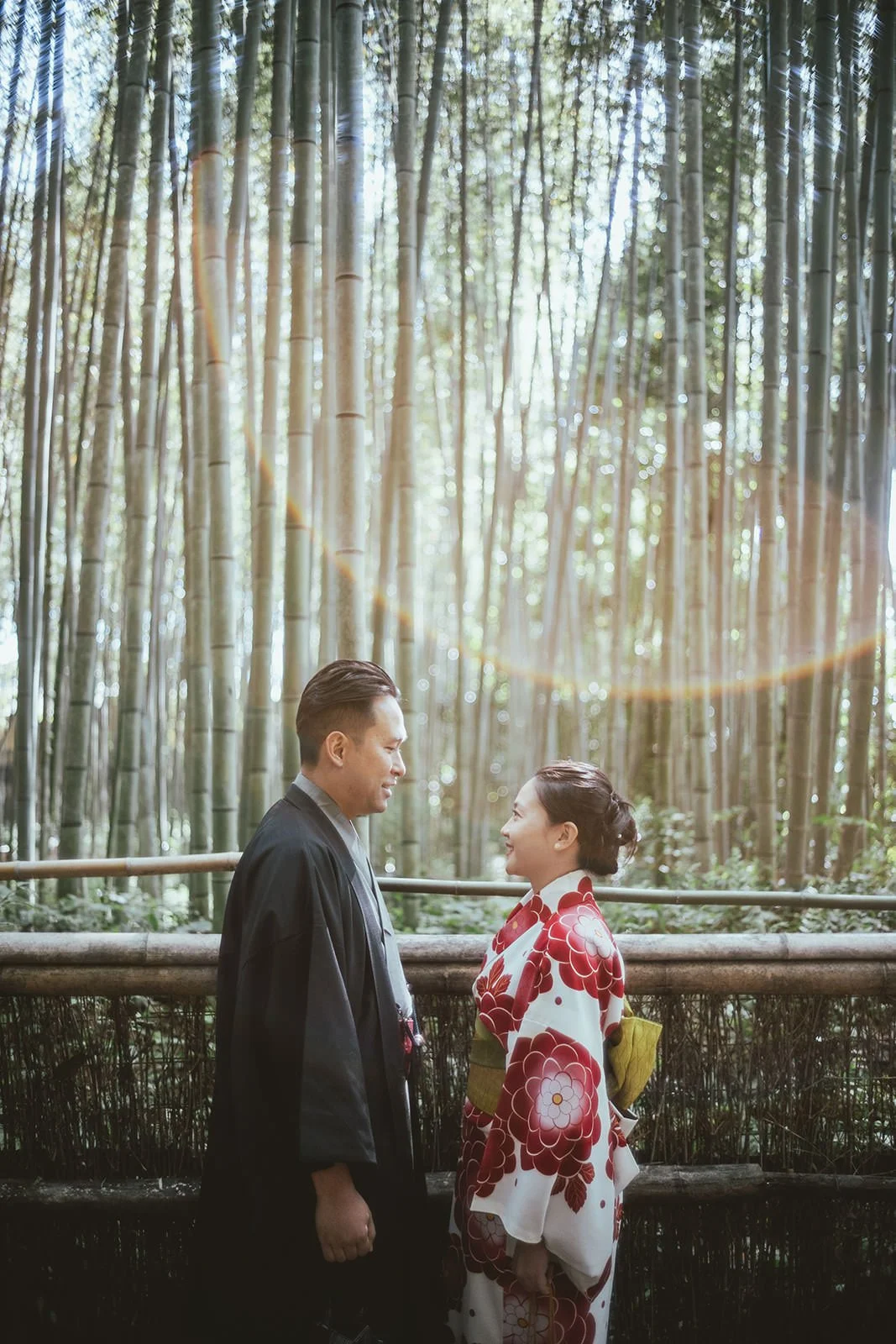 Kimono proposal photoshoot at Arashiyama bamboo grove, Kyoto