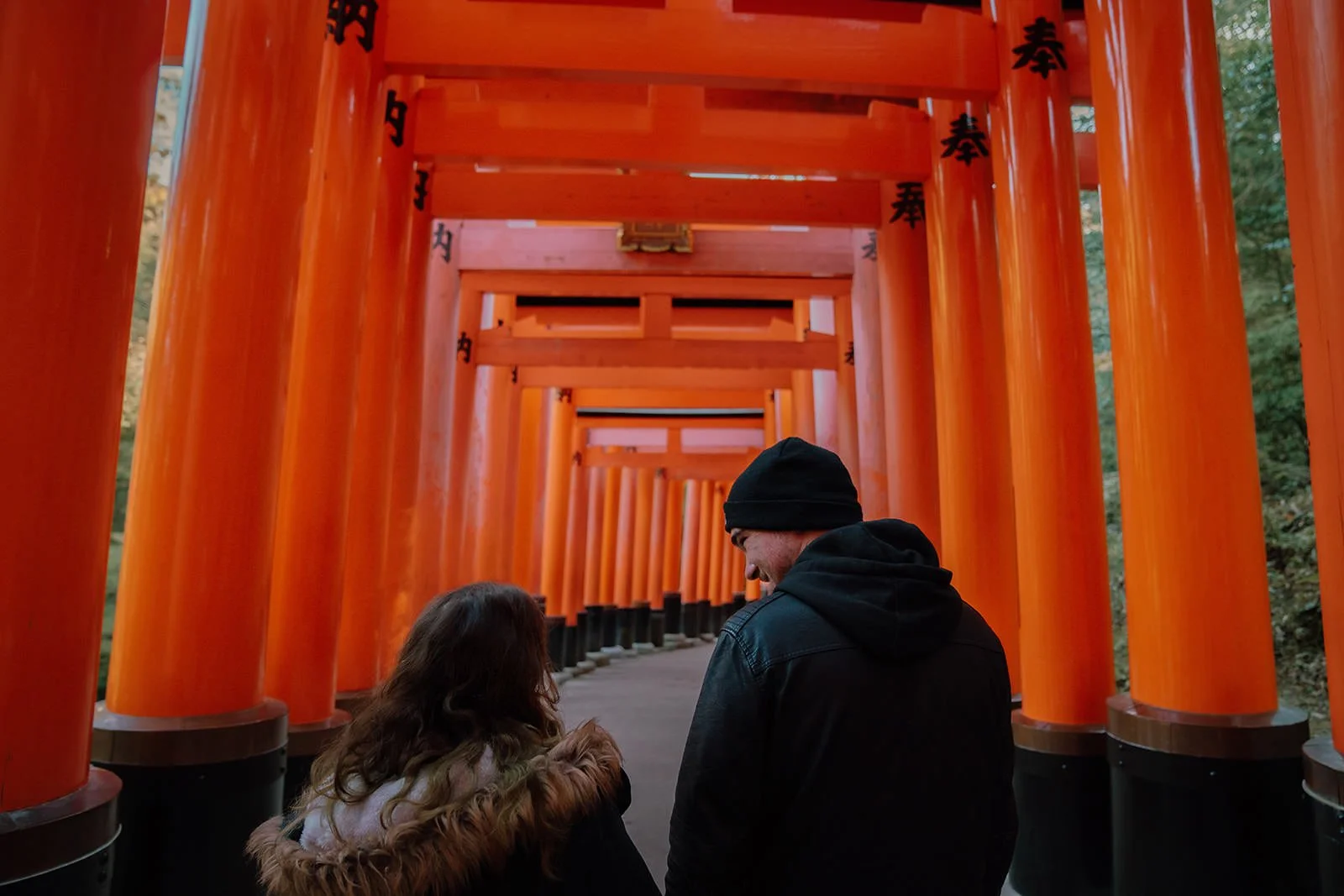 Proposal photoshoot at Fushimi Inari torii gates, Kyoto