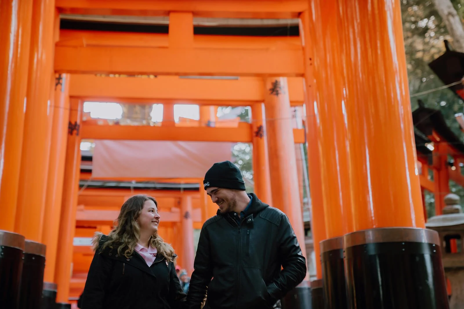 Proposal photoshoot at Fushimi Inari torii gates, Kyoto
