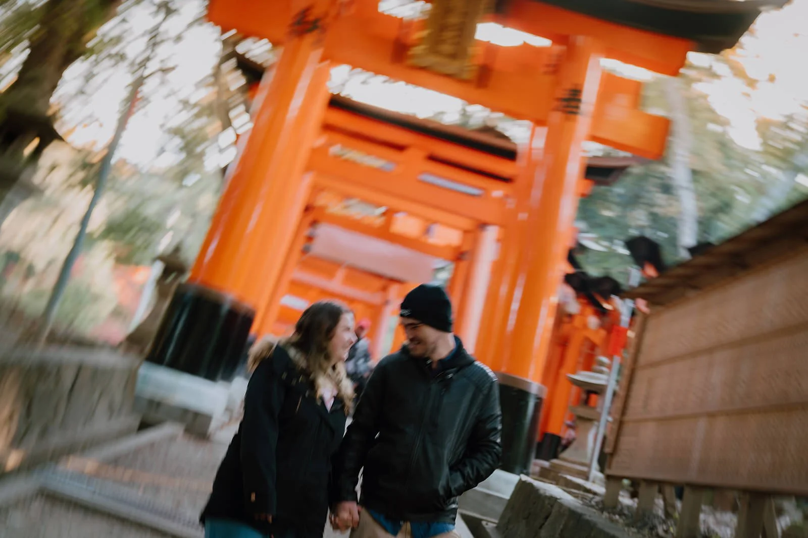 Proposal photoshoot at Fushimi Inari torii gates, Kyoto