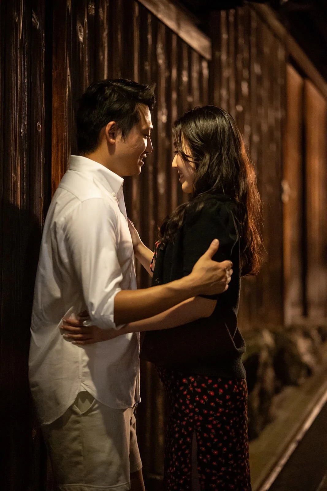 Proposal photoshoot at Yasaka Pagoda at night, Kyoto