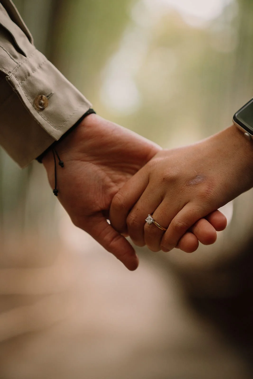 Couple walking bamboo grove Kyoto spring proposal