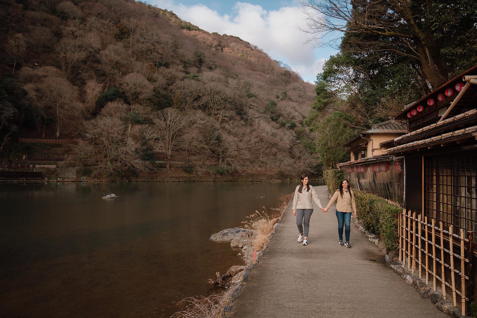 Morning portrait bamboo Arashiyama Kyoto spring couple