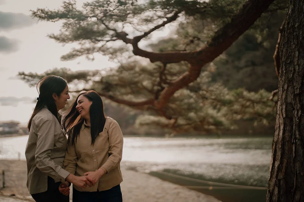 Portrait session bamboo grove Arashiyama Kyoto spring proposal