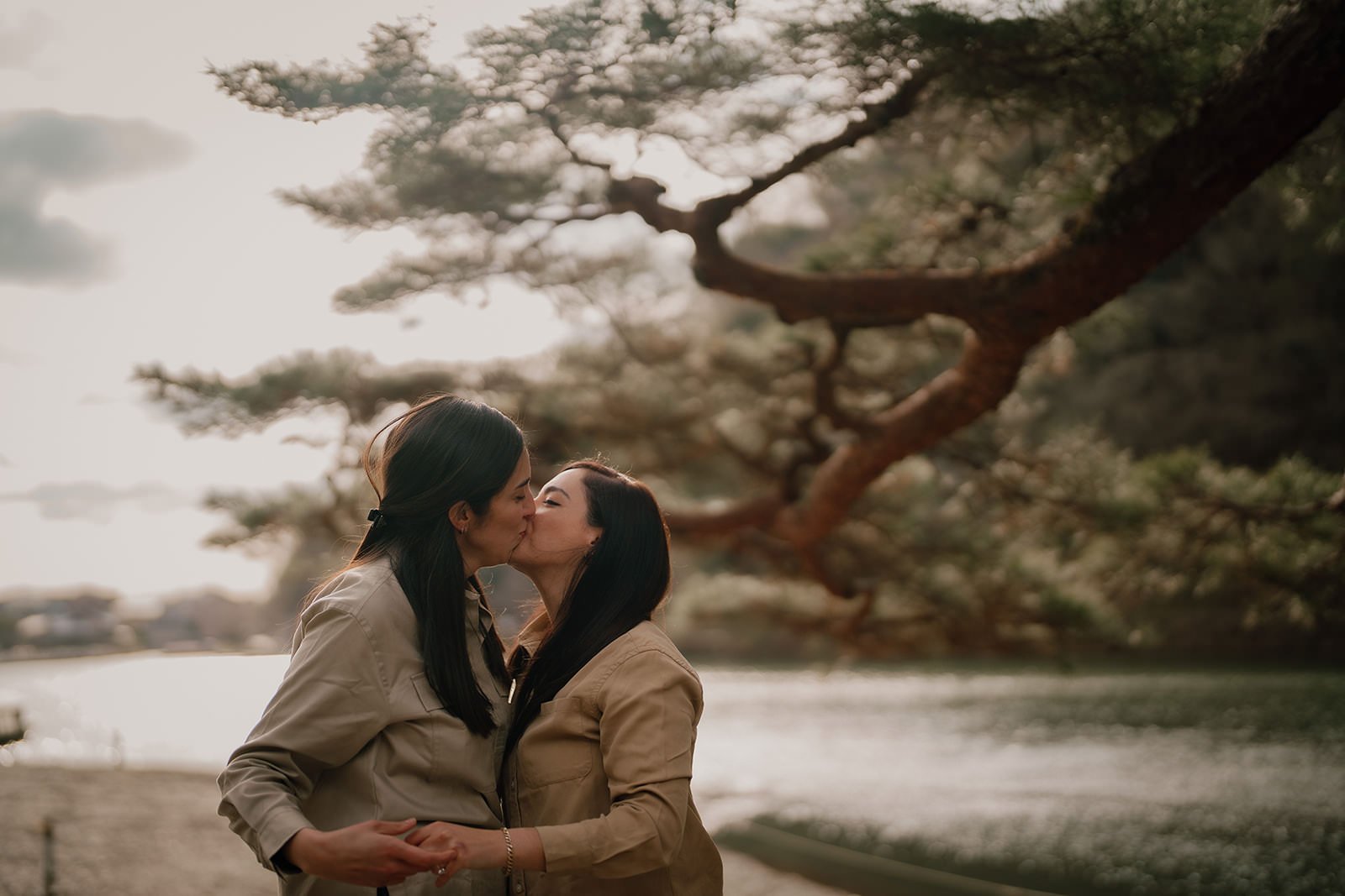 Couple bamboo grove Arashiyama Kyoto morning proposal