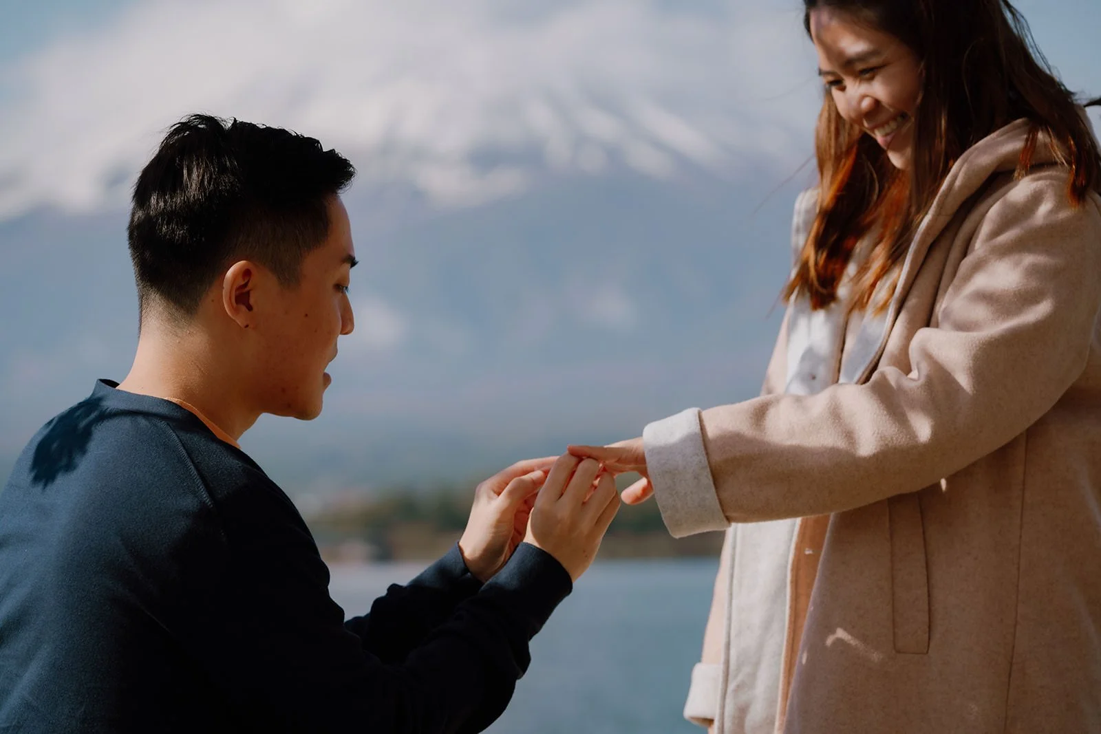 Proposal Cherry Blossoms Fuji Kawaguchiko 9 — Lake Kawaguchiko / Lake Yamanaka, spring afternoon