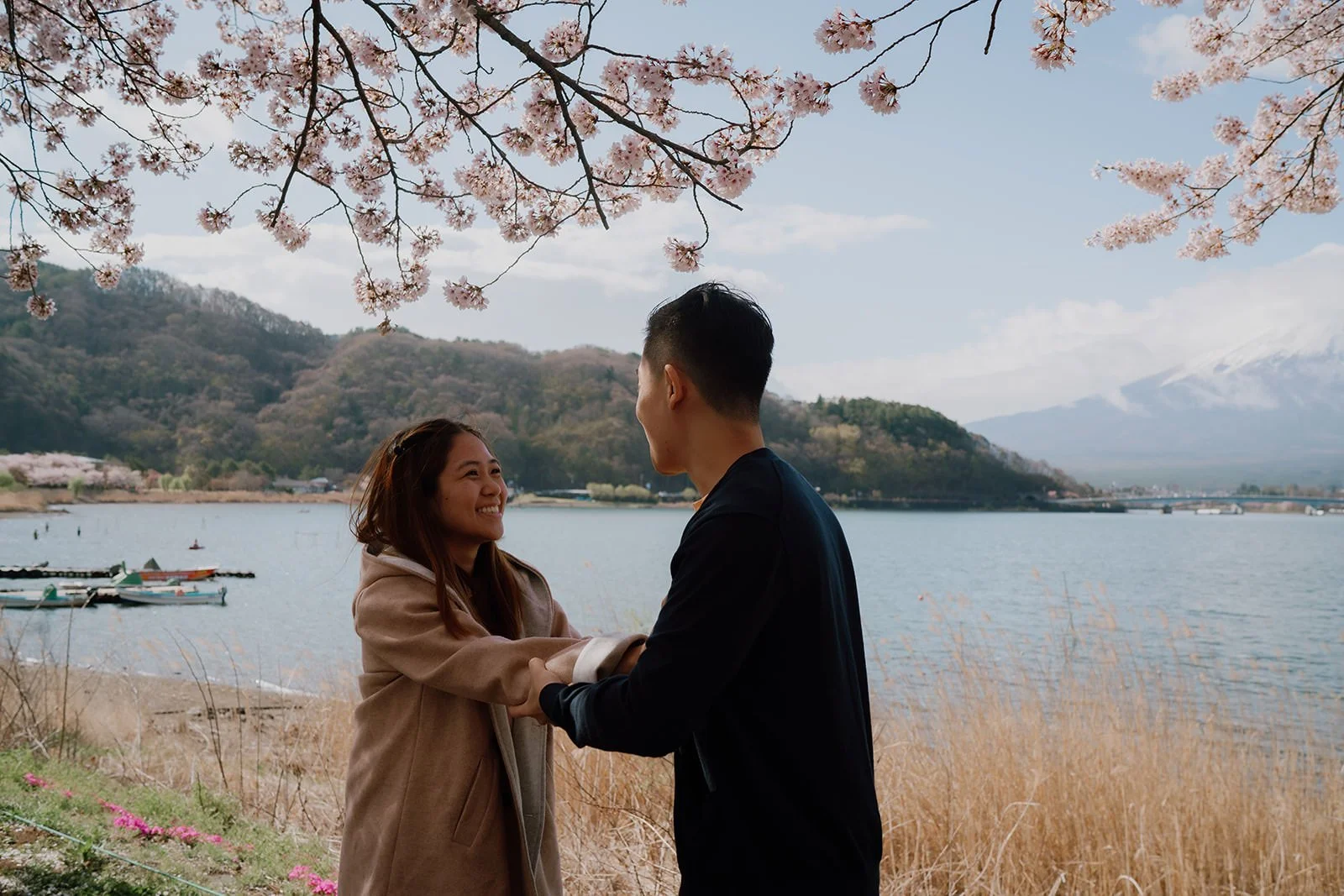 Proposal Cherry Blossoms Fuji Kawaguchiko 26 — Lake Kawaguchiko / Lake Yamanaka, spring afternoon