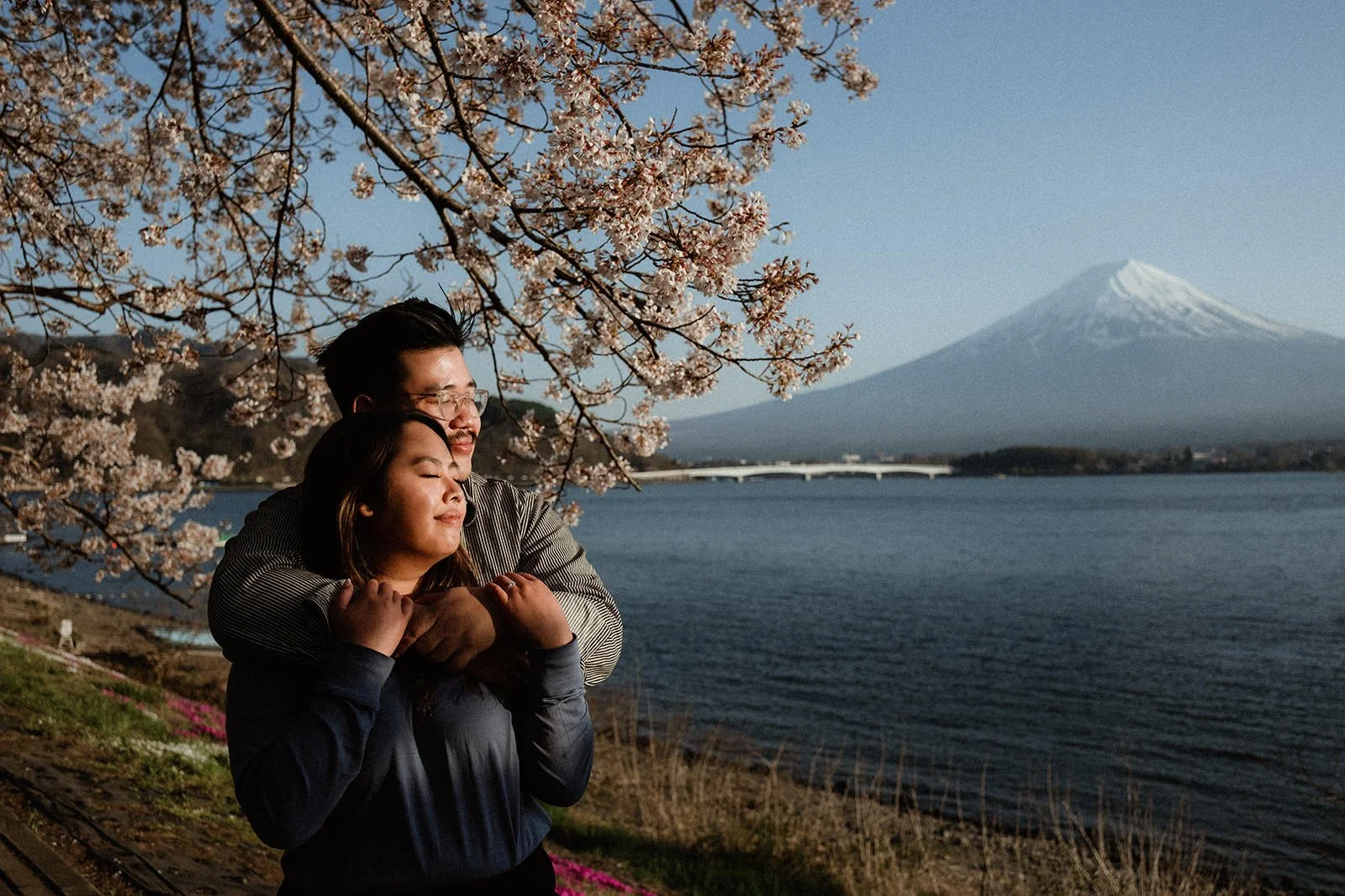 Proposal Fuji Kawaguchiko Sunset Cherry Blossoms 13 — Lake Kawaguchiko / Lake Yamanaka, spring afternoon