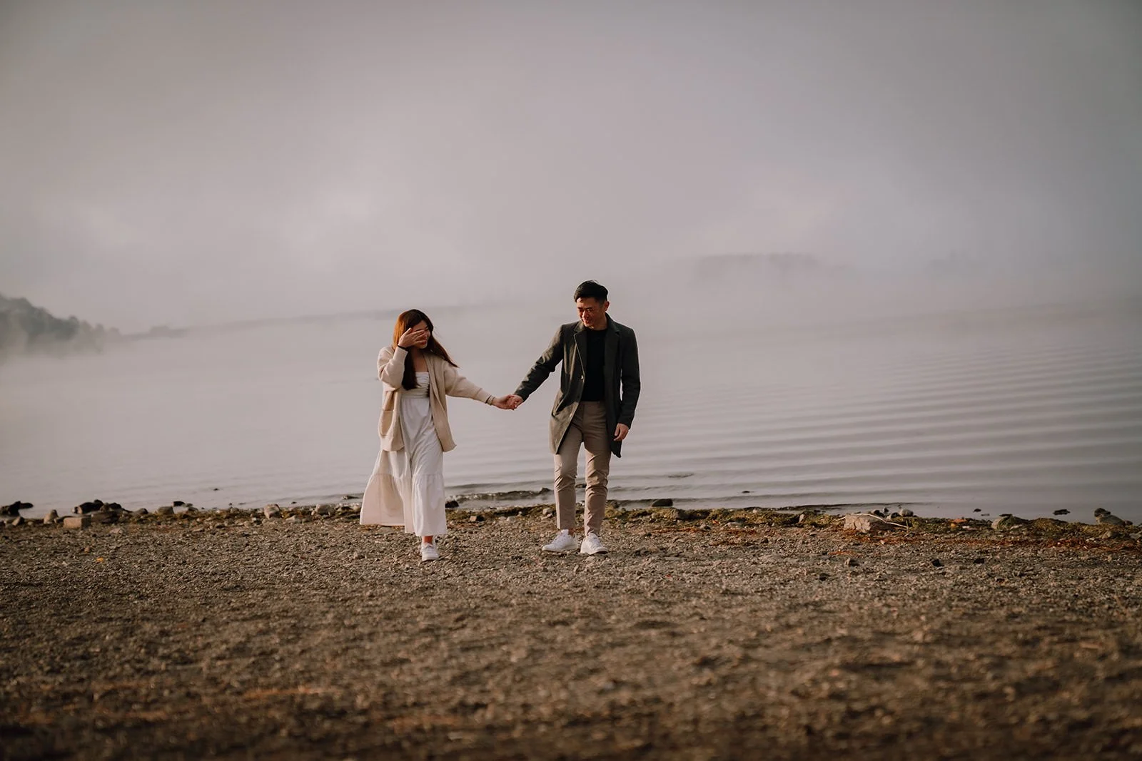 Proposal Kawaguchiko Fuji Lake Haze 8 — Lake Kawaguchiko / Lake Yamanaka, autumn morning