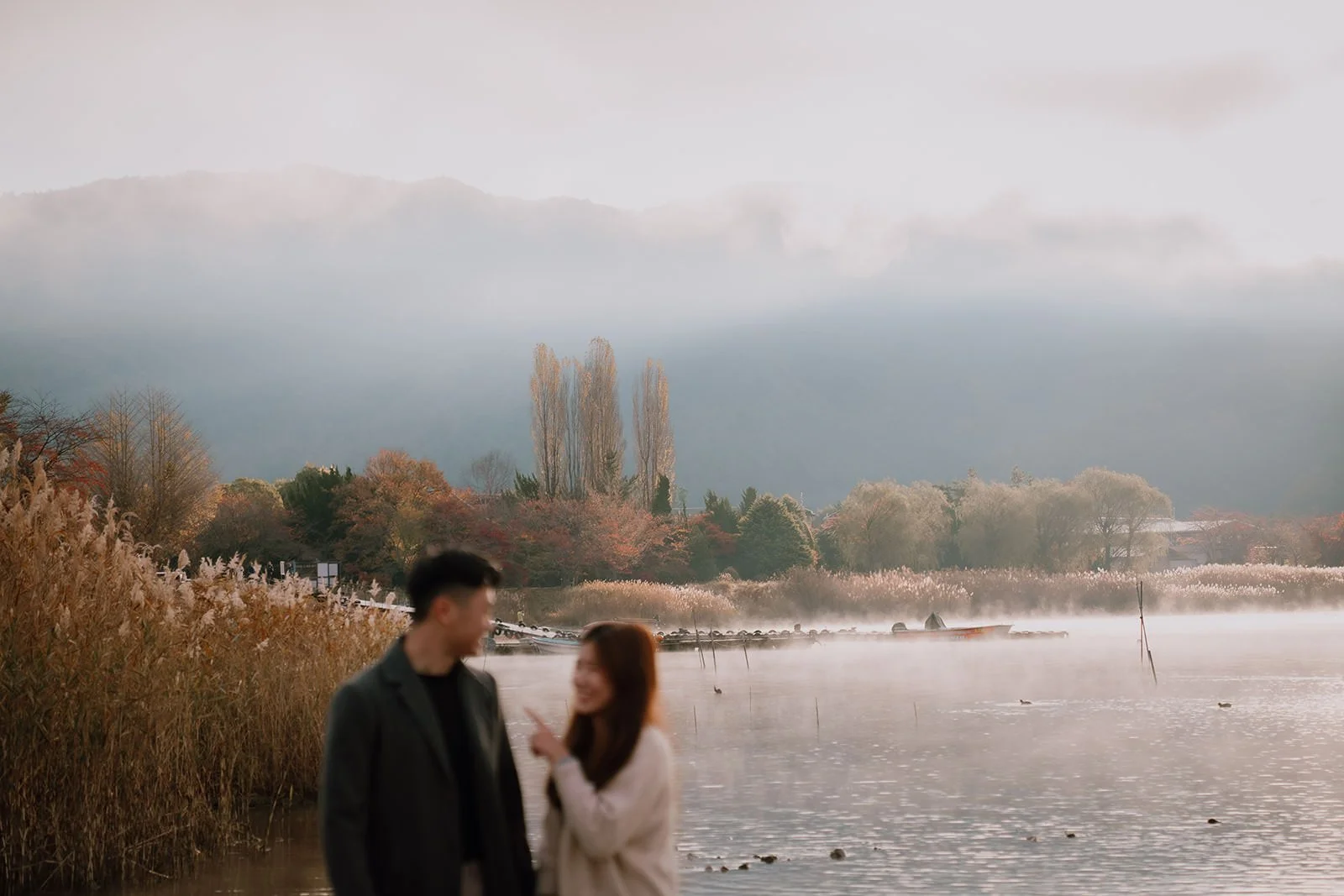 Proposal Kawaguchiko Fuji Lake Haze 11 — Lake Kawaguchiko / Lake Yamanaka, autumn morning