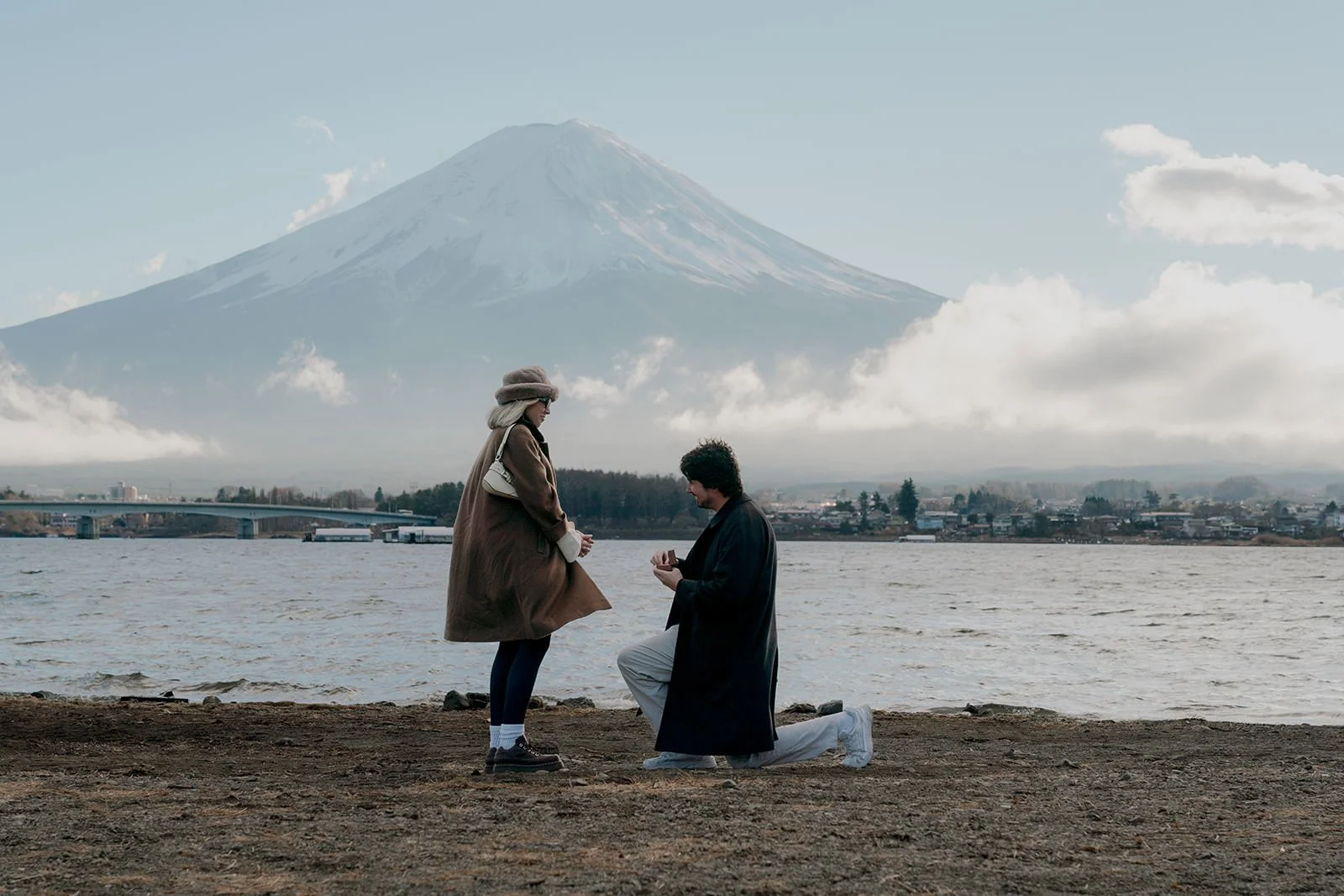 Proposal Kawaguchiko Fuji Winter Clouds 1 — Lake Kawaguchiko / Lake Yamanaka, winter afternoon