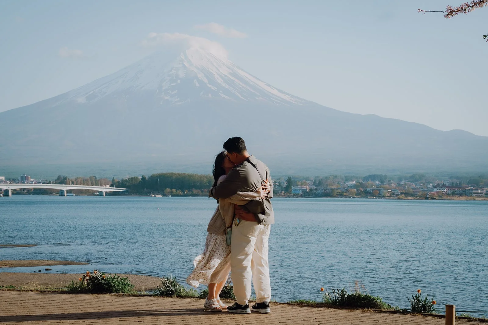 Sunset Cherry Blossom Proposal Kawaguchiko Fuji 5 — Lake Kawaguchiko / Lake Yamanaka, autumn morning
