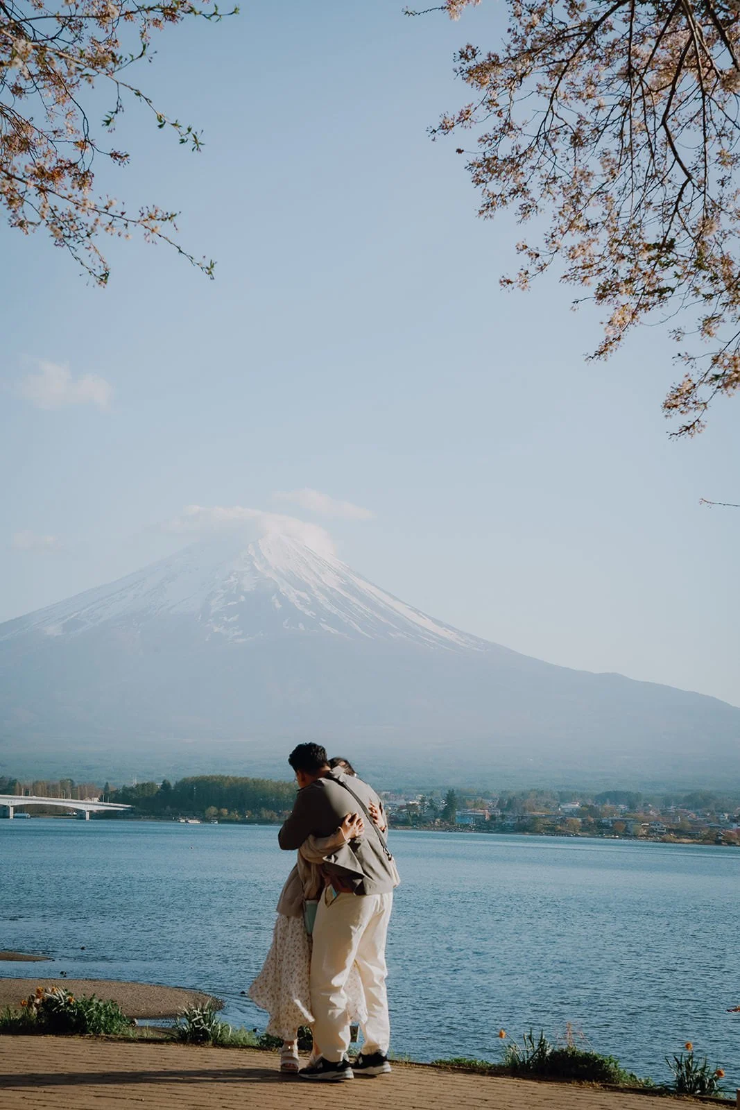 Sunset Cherry Blossom Proposal Kawaguchiko Fuji 6 — Lake Kawaguchiko / Lake Yamanaka, autumn morning