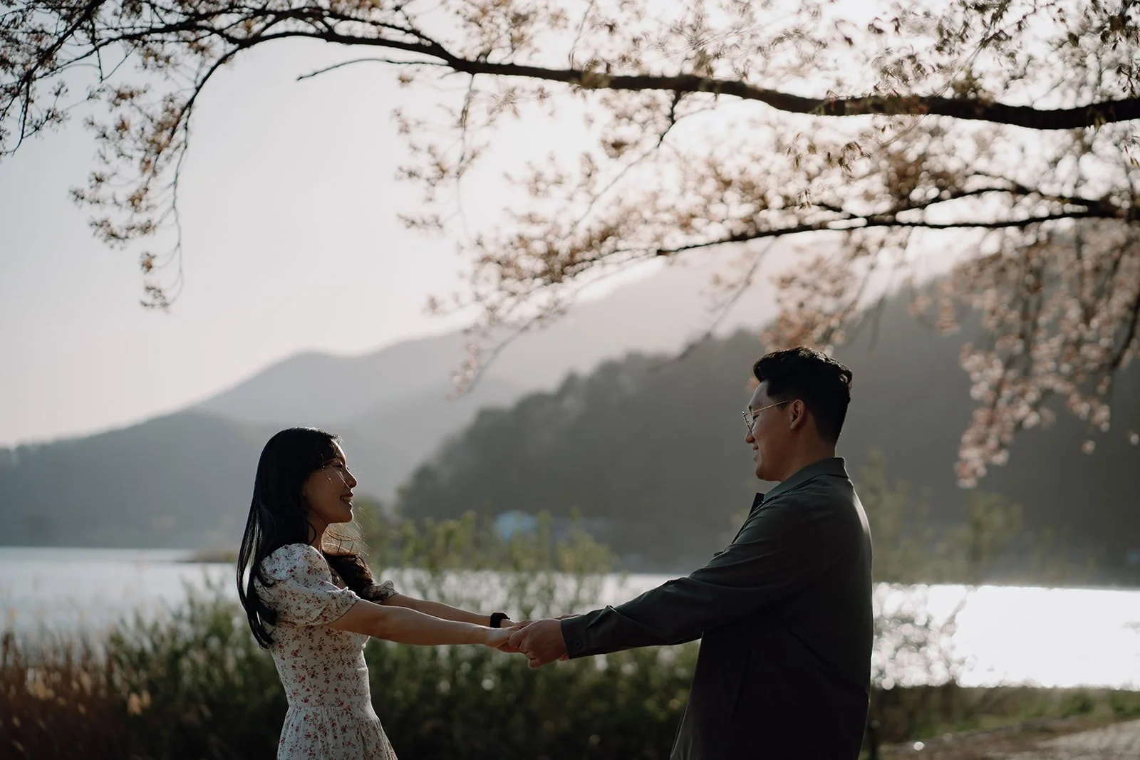 Sunset Cherry Blossom Proposal Kawaguchiko Fuji 9 — Lake Kawaguchiko / Lake Yamanaka, autumn morning