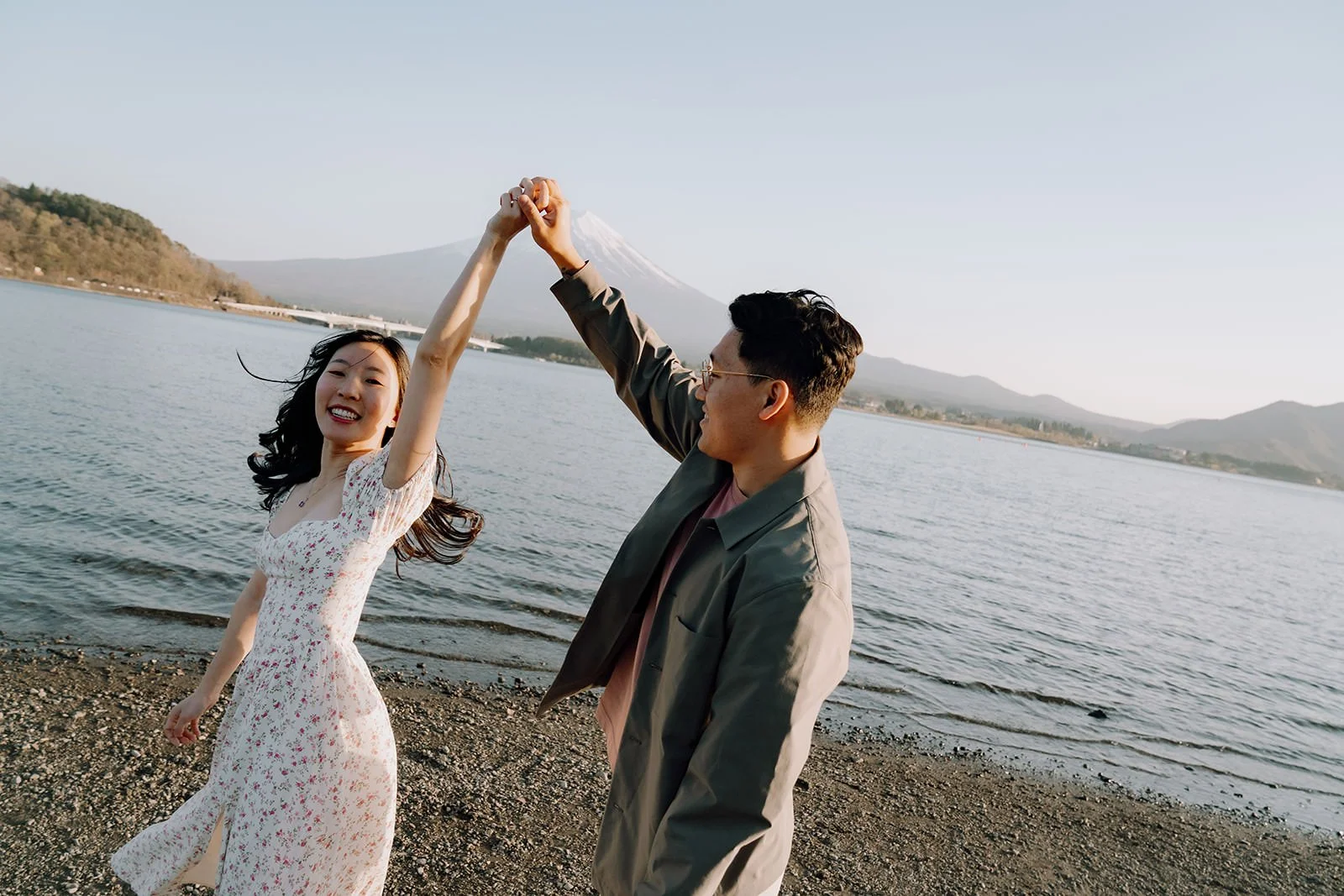 Sunset Cherry Blossom Proposal Kawaguchiko Fuji 23 — Lake Kawaguchiko / Lake Yamanaka, autumn morning