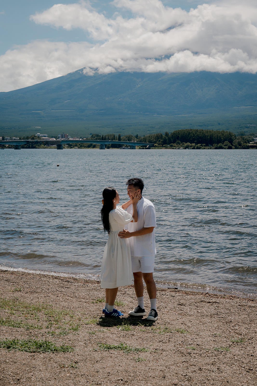 Emotional reaction from bride to be surrounded by friends Kawaguchiko