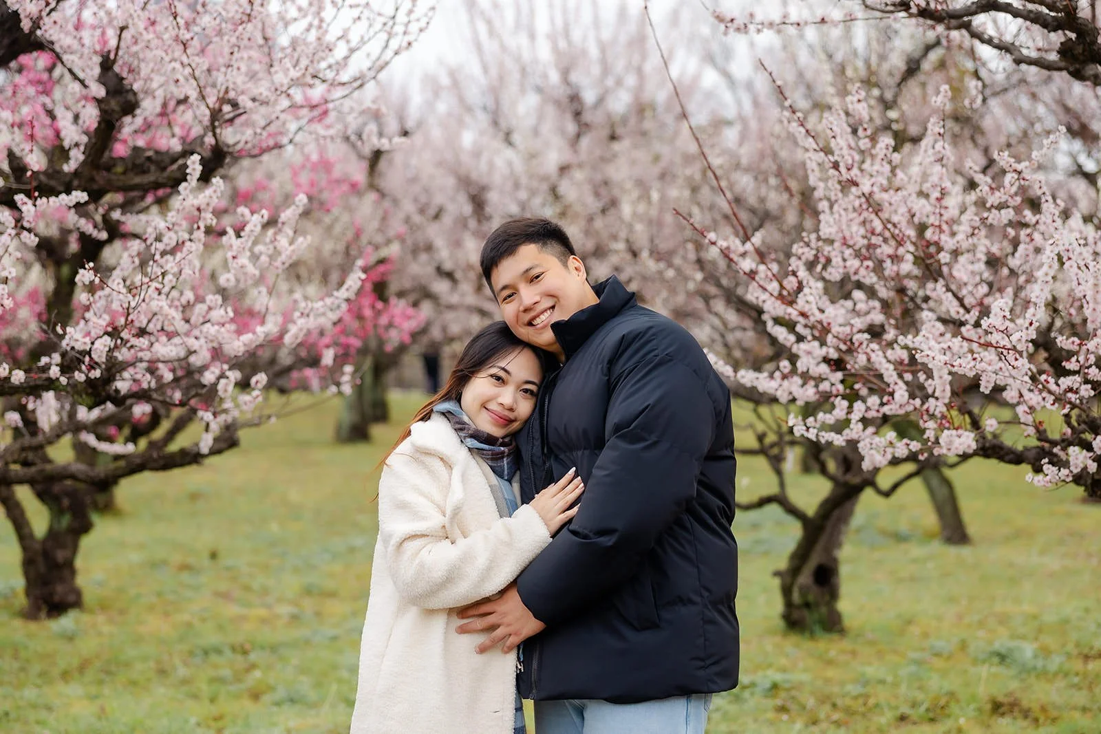 Proposal photoshoot at Osaka Castle with plum blossoms