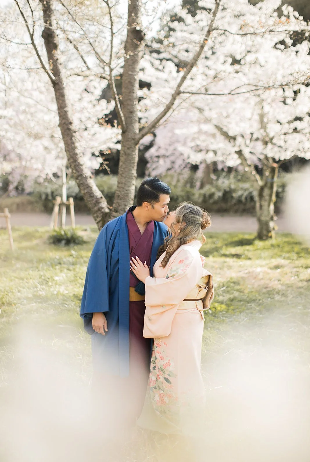 Kimono proposal photoshoot at Osaka Expo Park with cherry blossoms 9 of 27