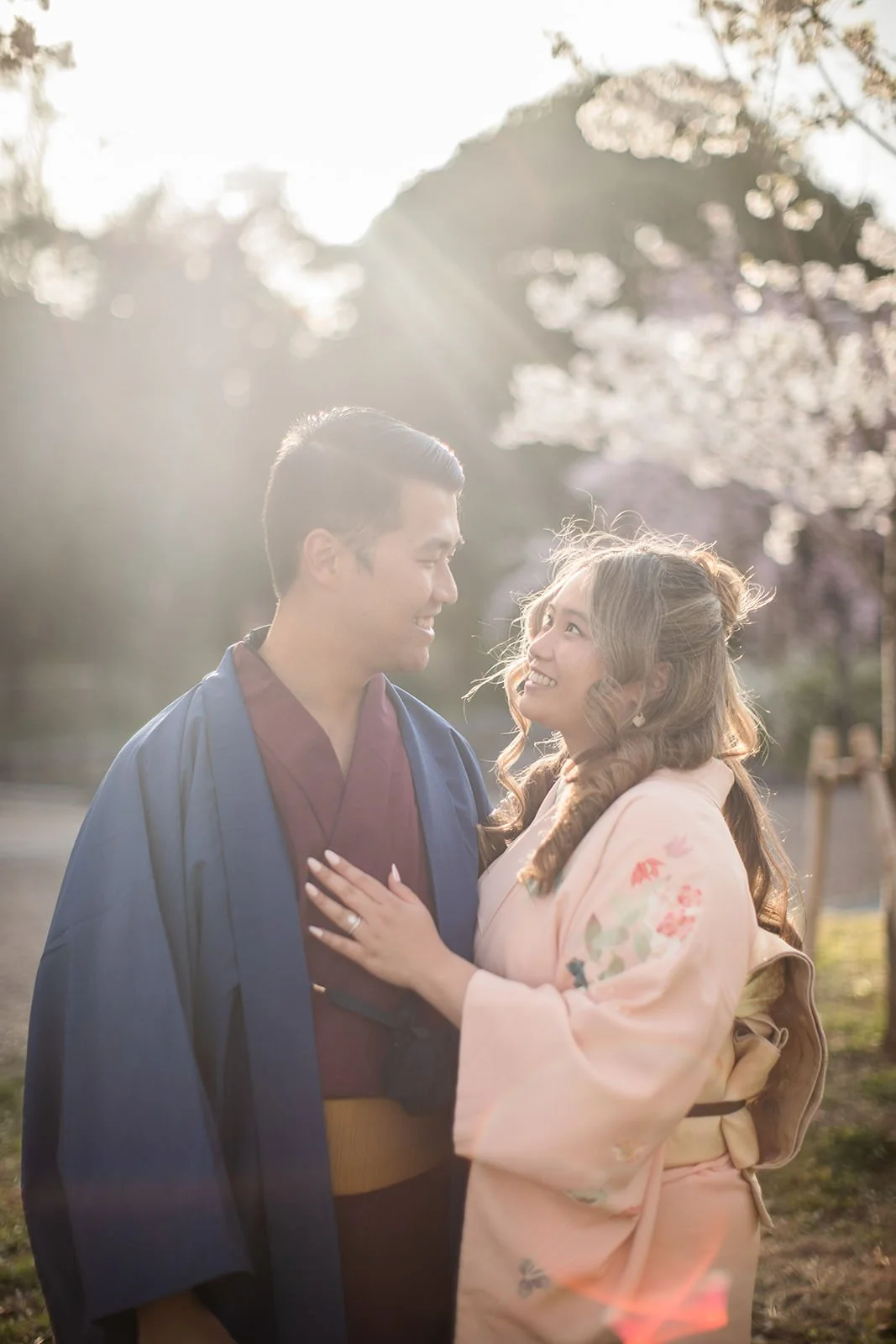 Kimono proposal photoshoot at Osaka Expo Park with cherry blossoms 16 of 27