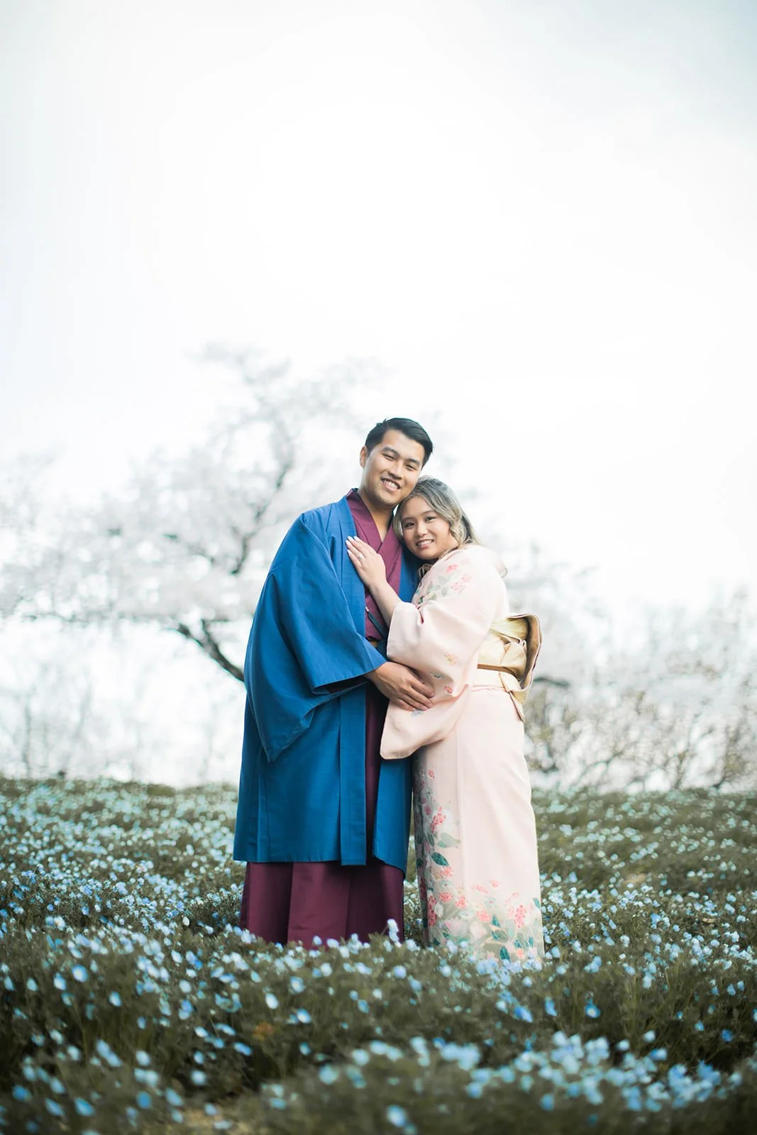 Kimono proposal photoshoot at Osaka Expo Park with cherry blossoms 21 of 27