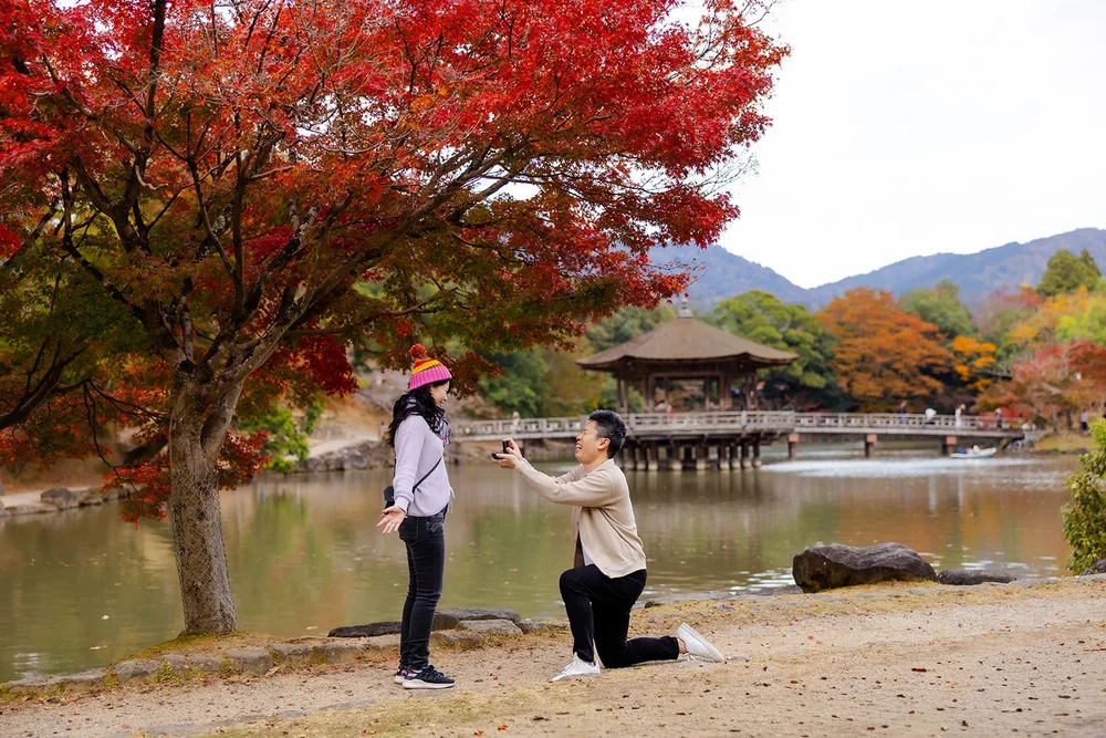 Autumn sunset proposal photoshoot at Nara Park — photo 3