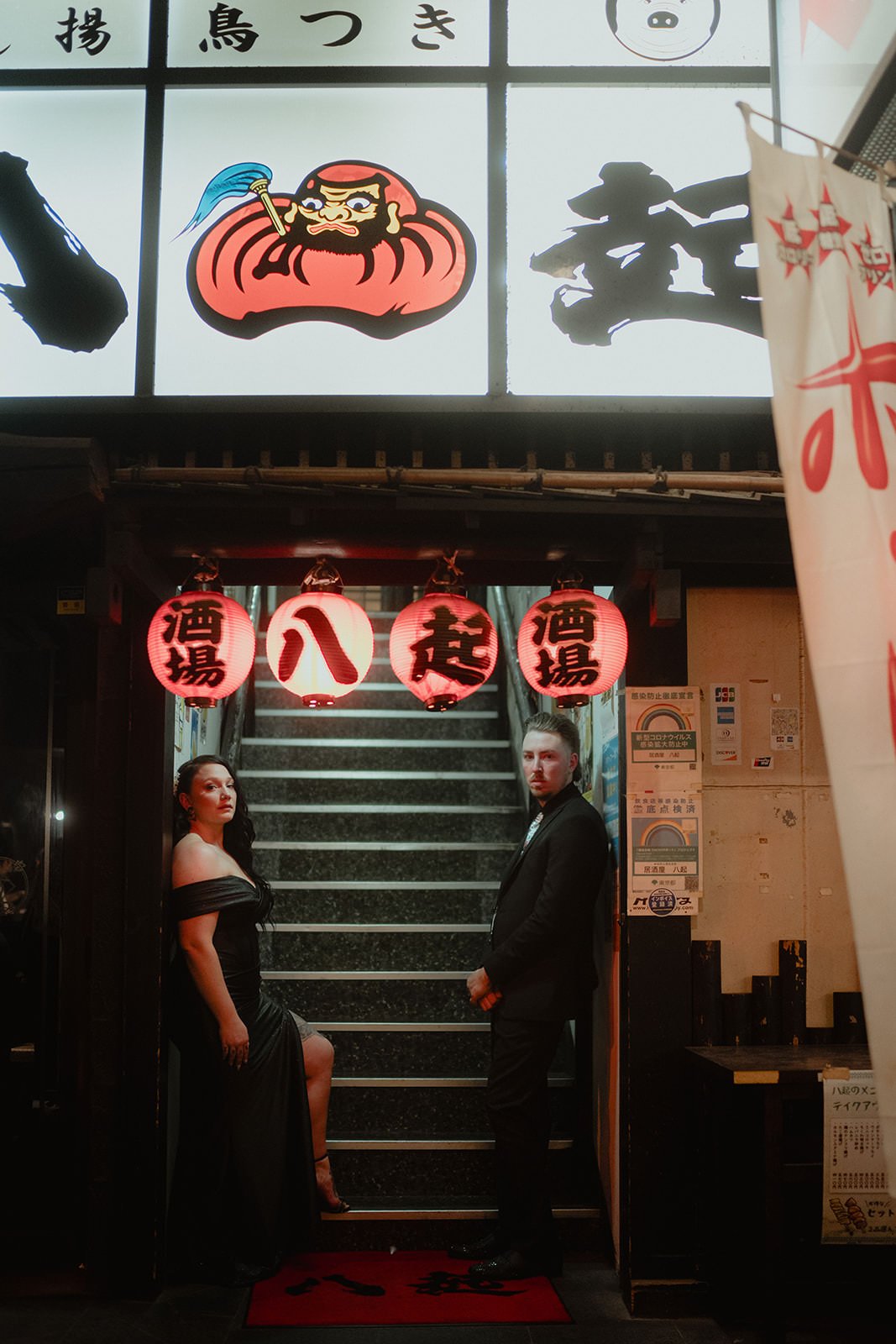 Fancy Edge pre-wedding photoshoot in Tokyo, statement black dress