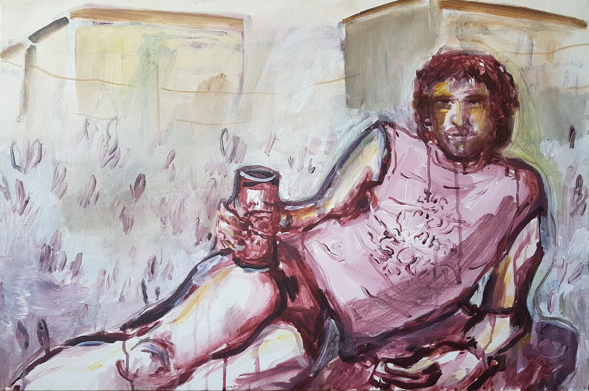 Jacques At The Campsite, 2021, acrylic on canvas, 90cm / 70cm