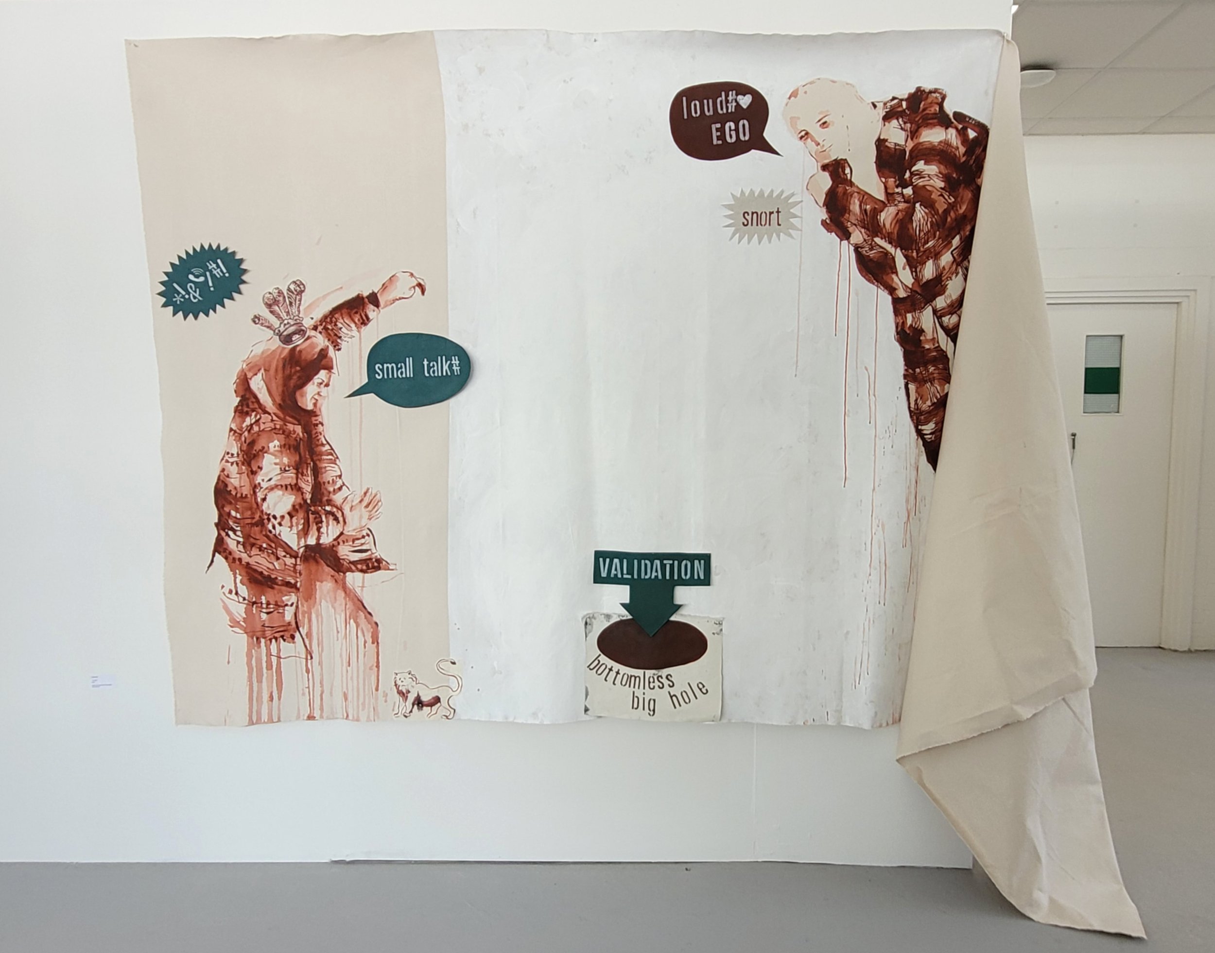 *!&✆!#!, 2022, Acrylic on canvas, 180 x 340 cm.