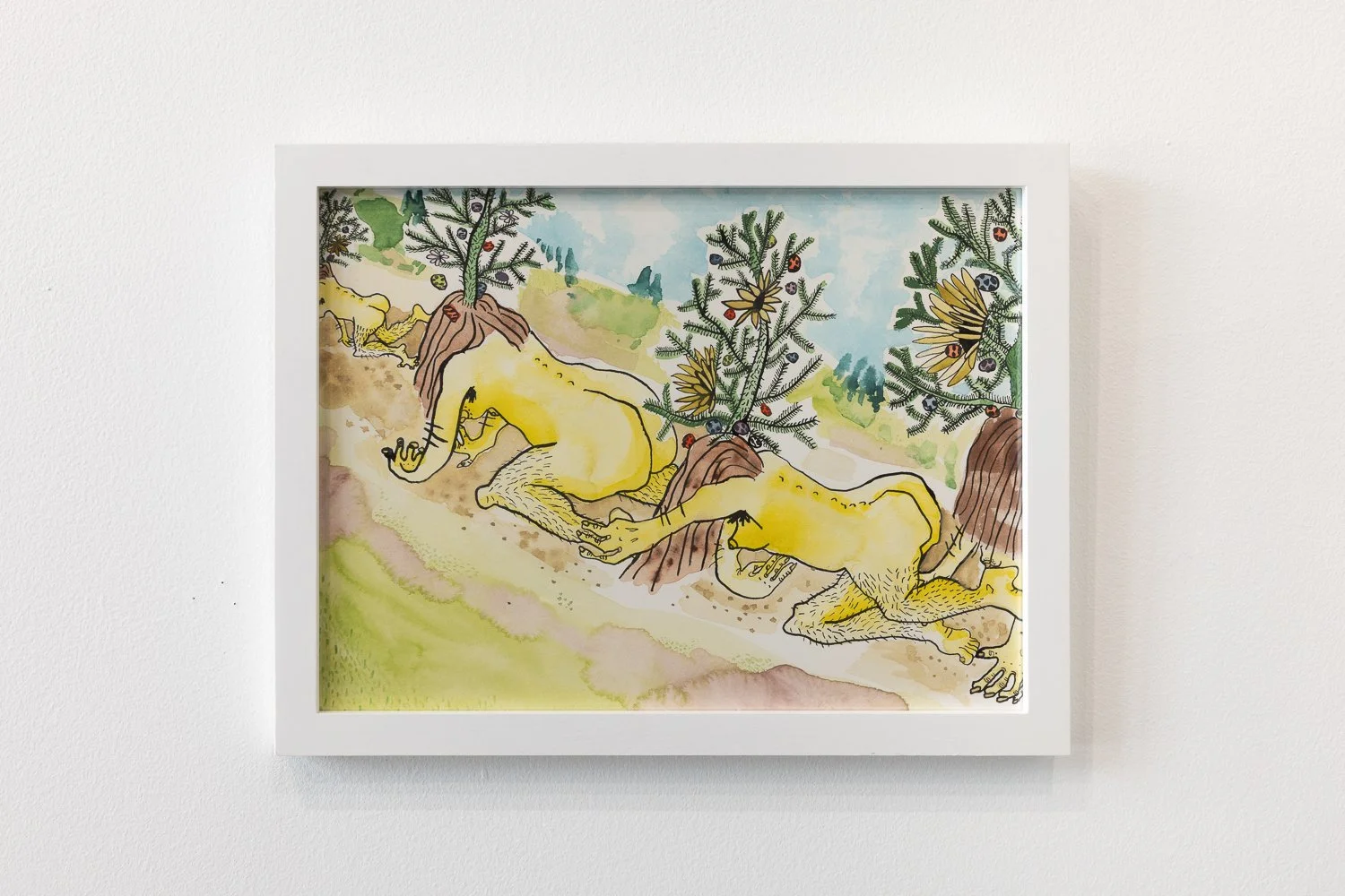 5. Poya #2, 2025, India ink and watercolour on heavy paper,  33 x 25.5cm with frame