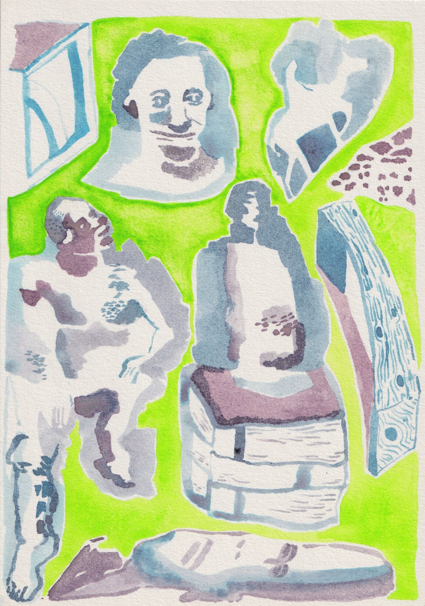 "Boy genius", 2024, ink and gouache on paper, 21 x 14.8cm.