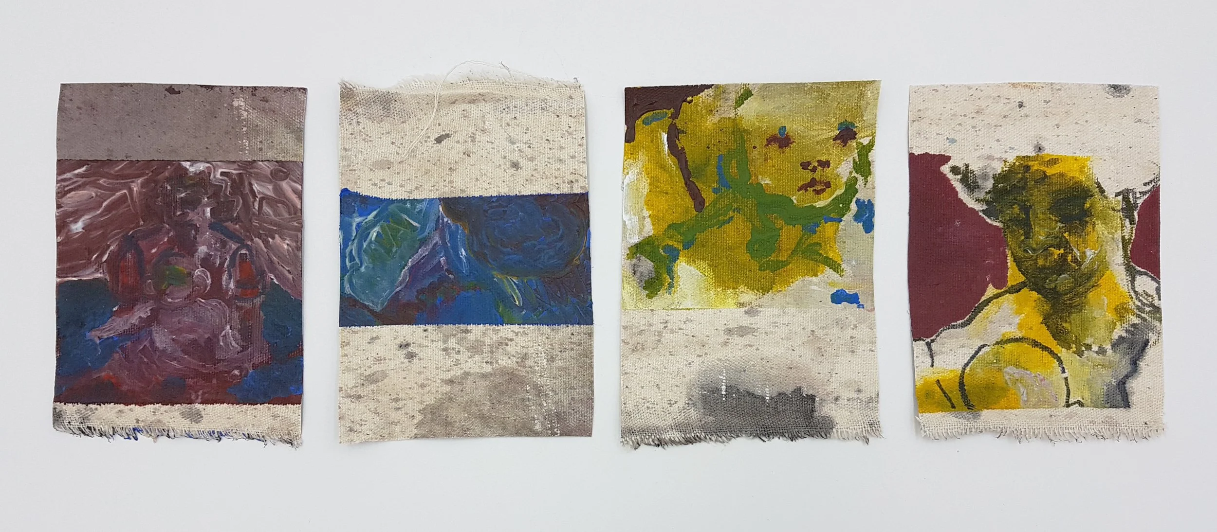 Series of four paintings Ruth and Son, 2021, acrylic on canvas, 9cm / 13cm