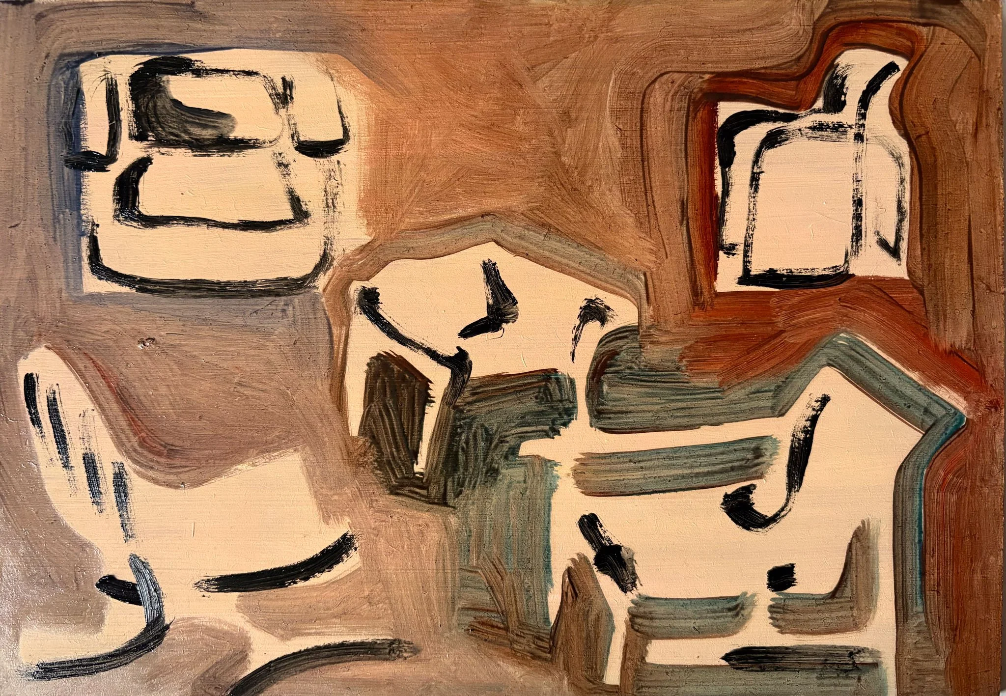 AD, 2025, oil on wooden board,  21 x 27.9 cm